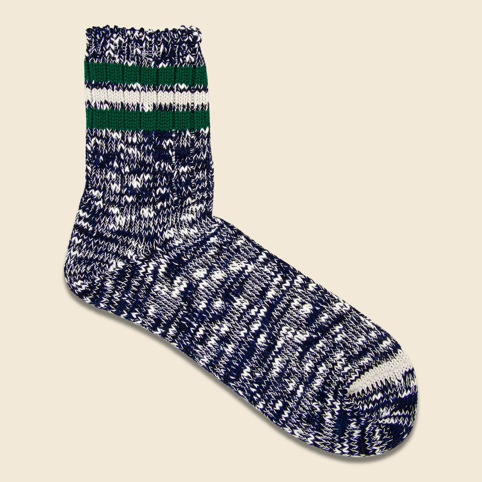 3-Line Slub Sock - Navy