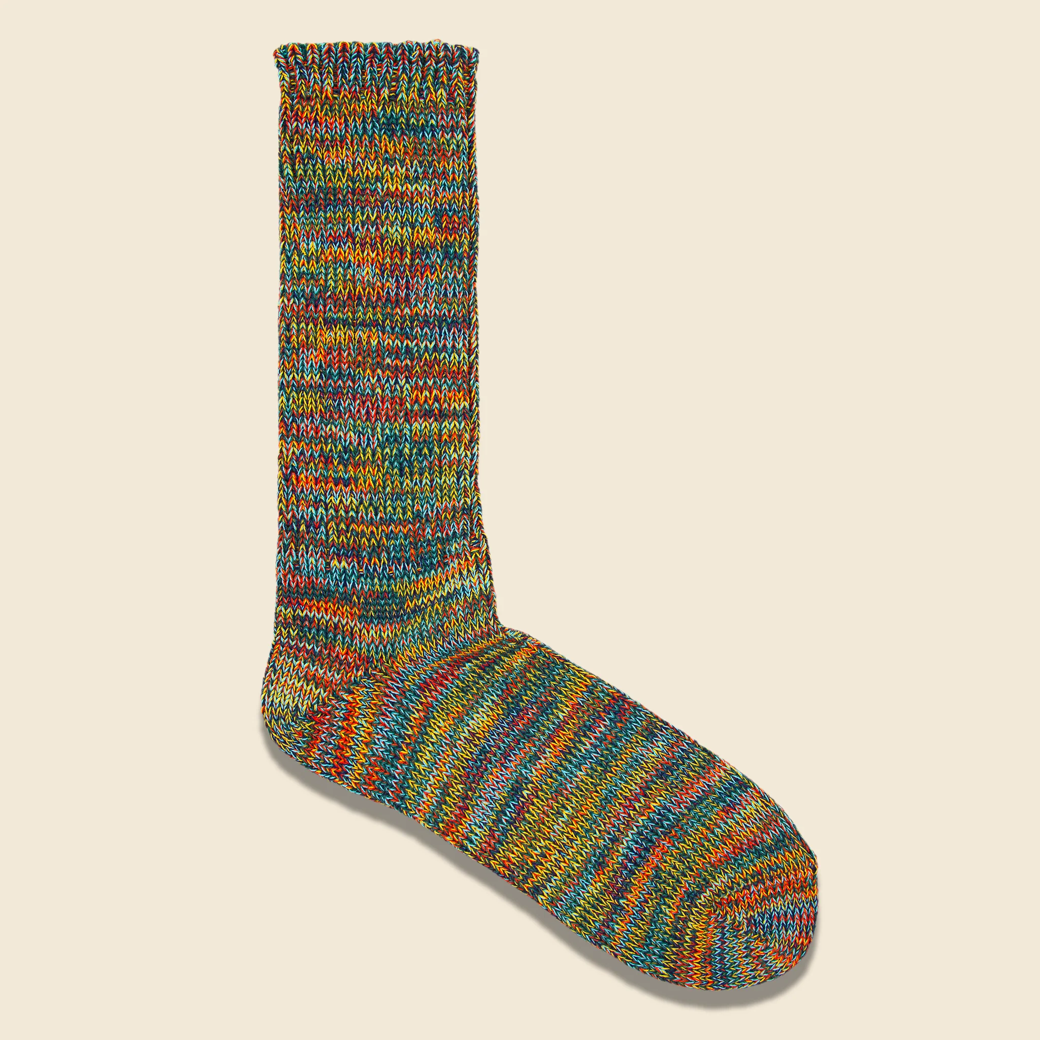 5 Color Mix Crew Sock - Mustard