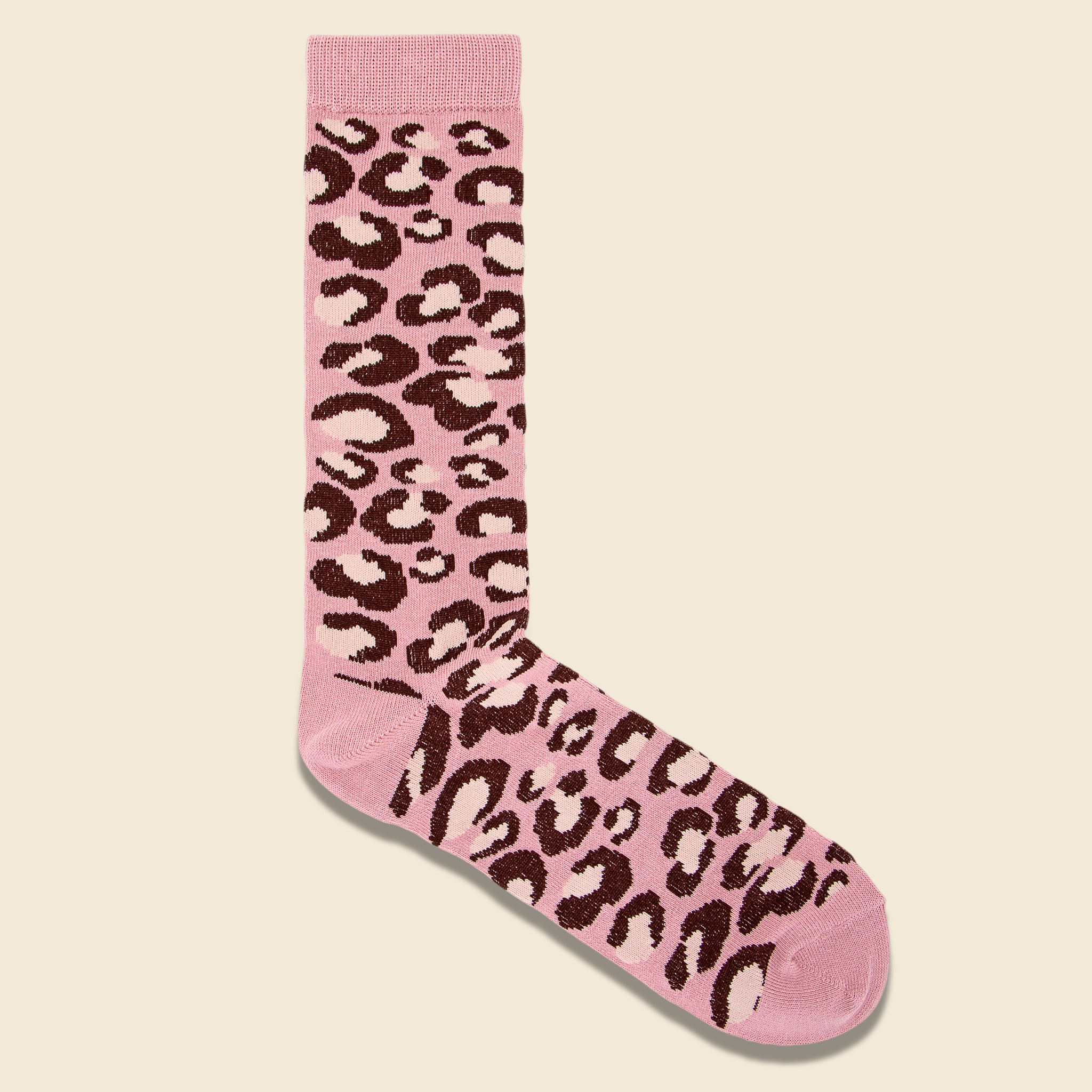 Leopard Crew Sock - Pink