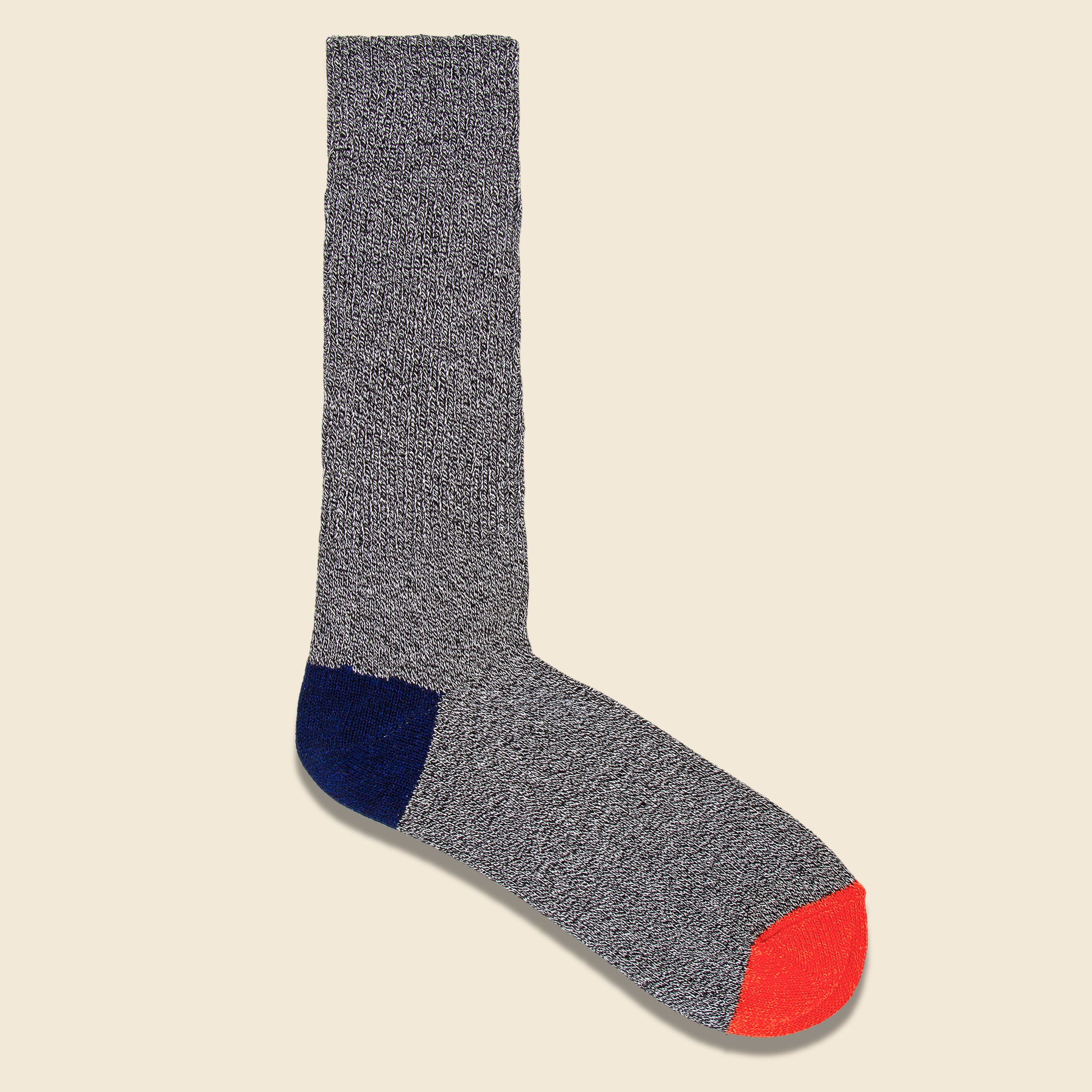 MOC 2 Points Crew Sock - Black Melange