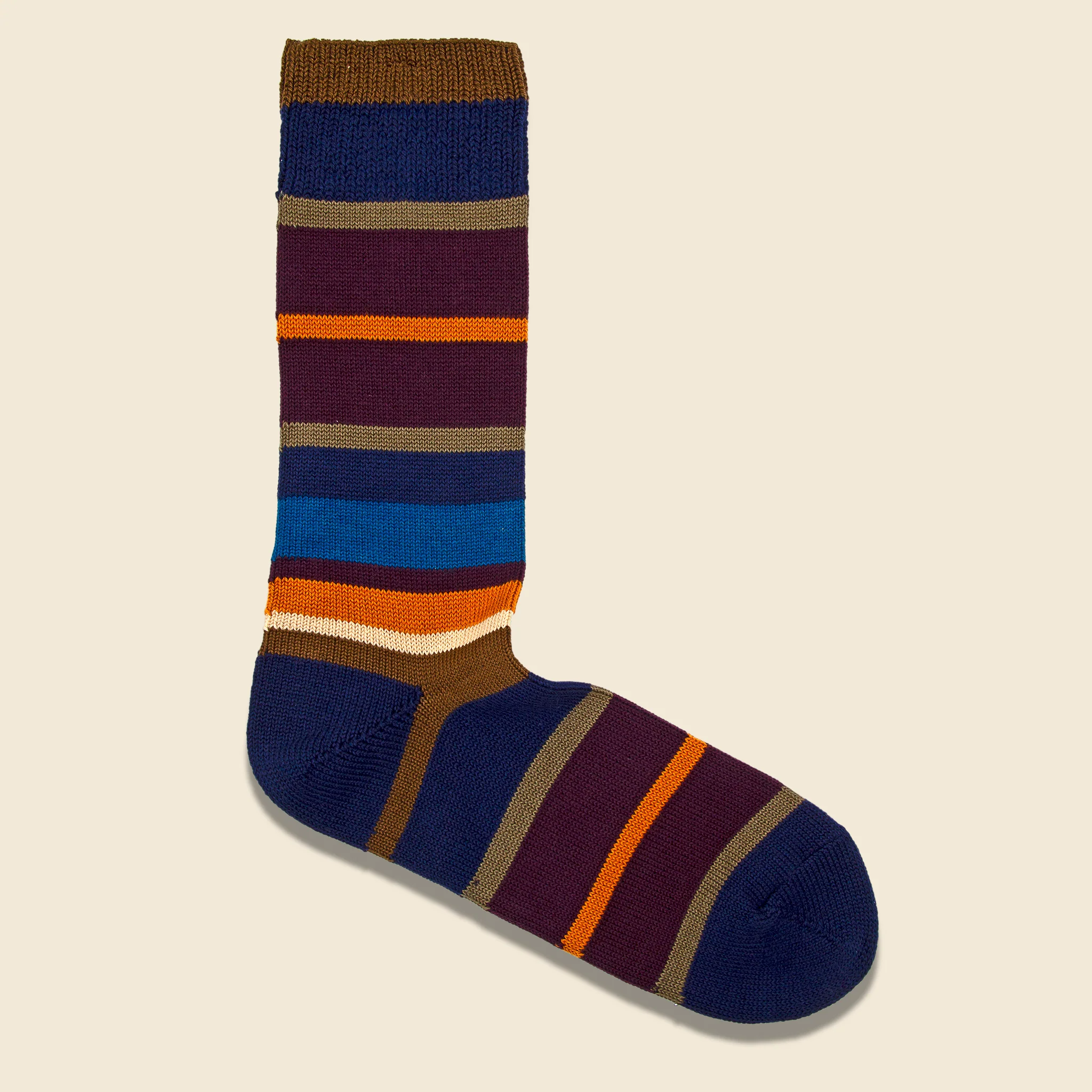 Multi Stripes Crew Sock - Dark Navy