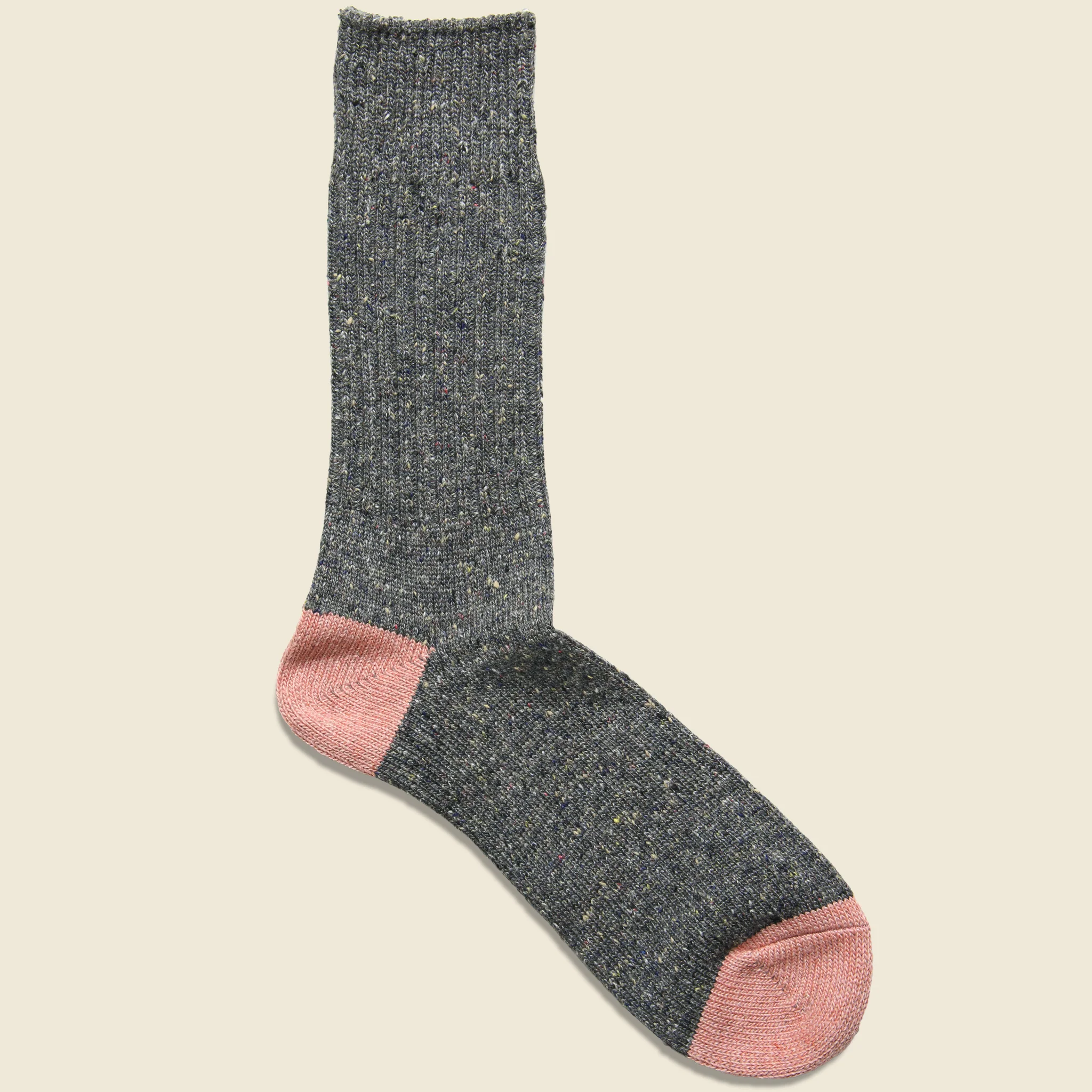 Ombre Tweed Wool Sock - Grey/Navy/Blue