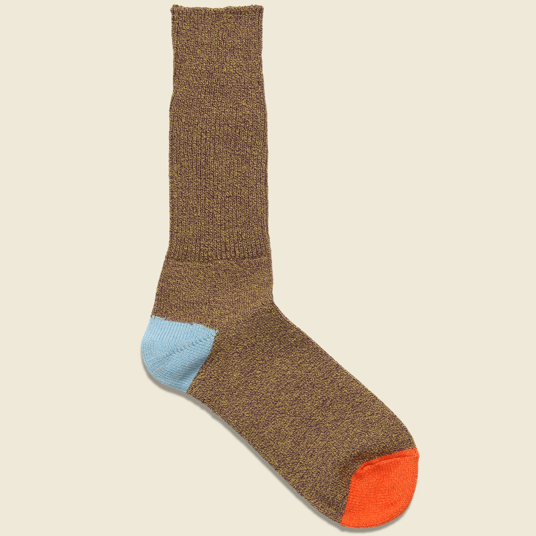 Ombre Tweed Wool Sock - Yellow/Brown/Orange
