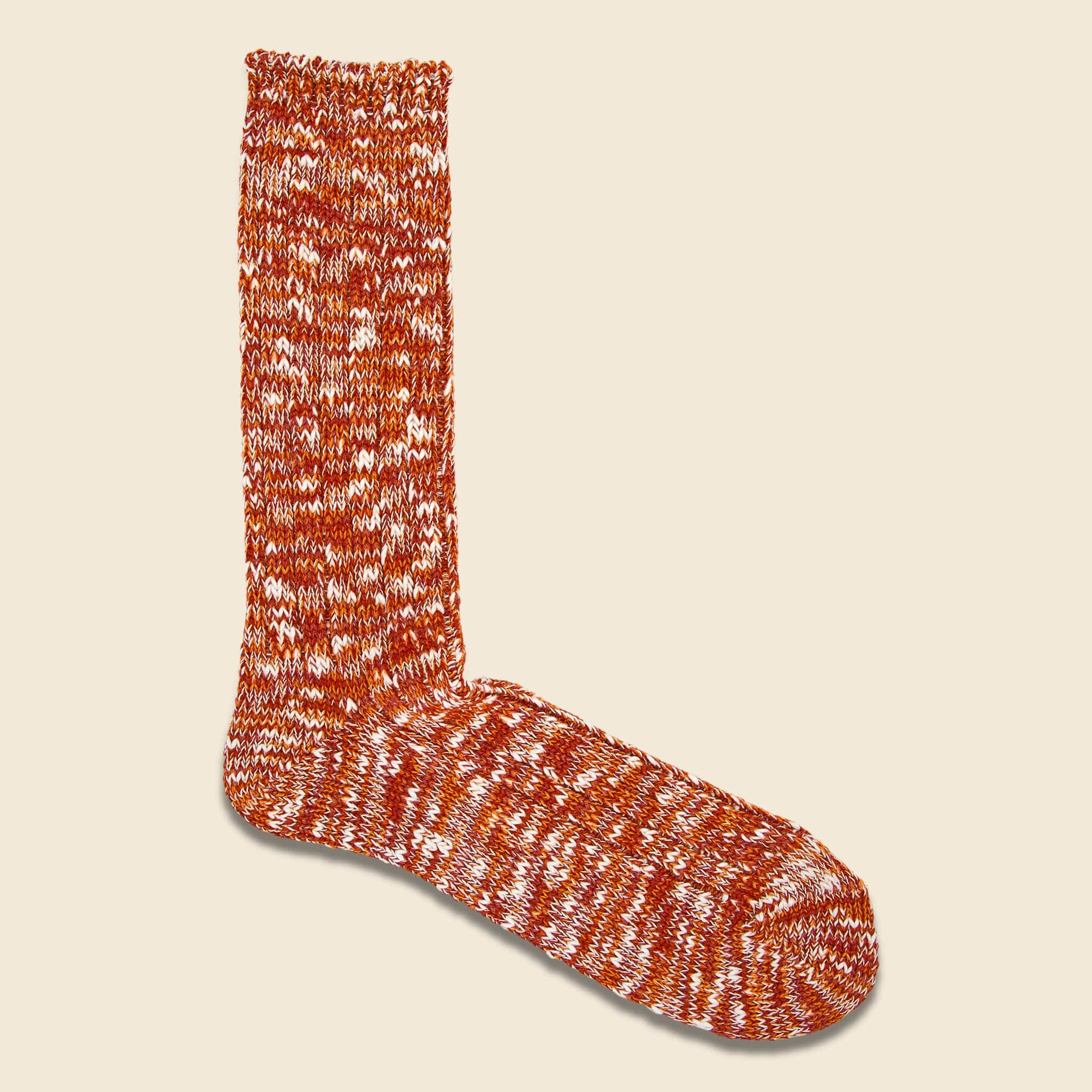 Slub Crew Sock - Brick