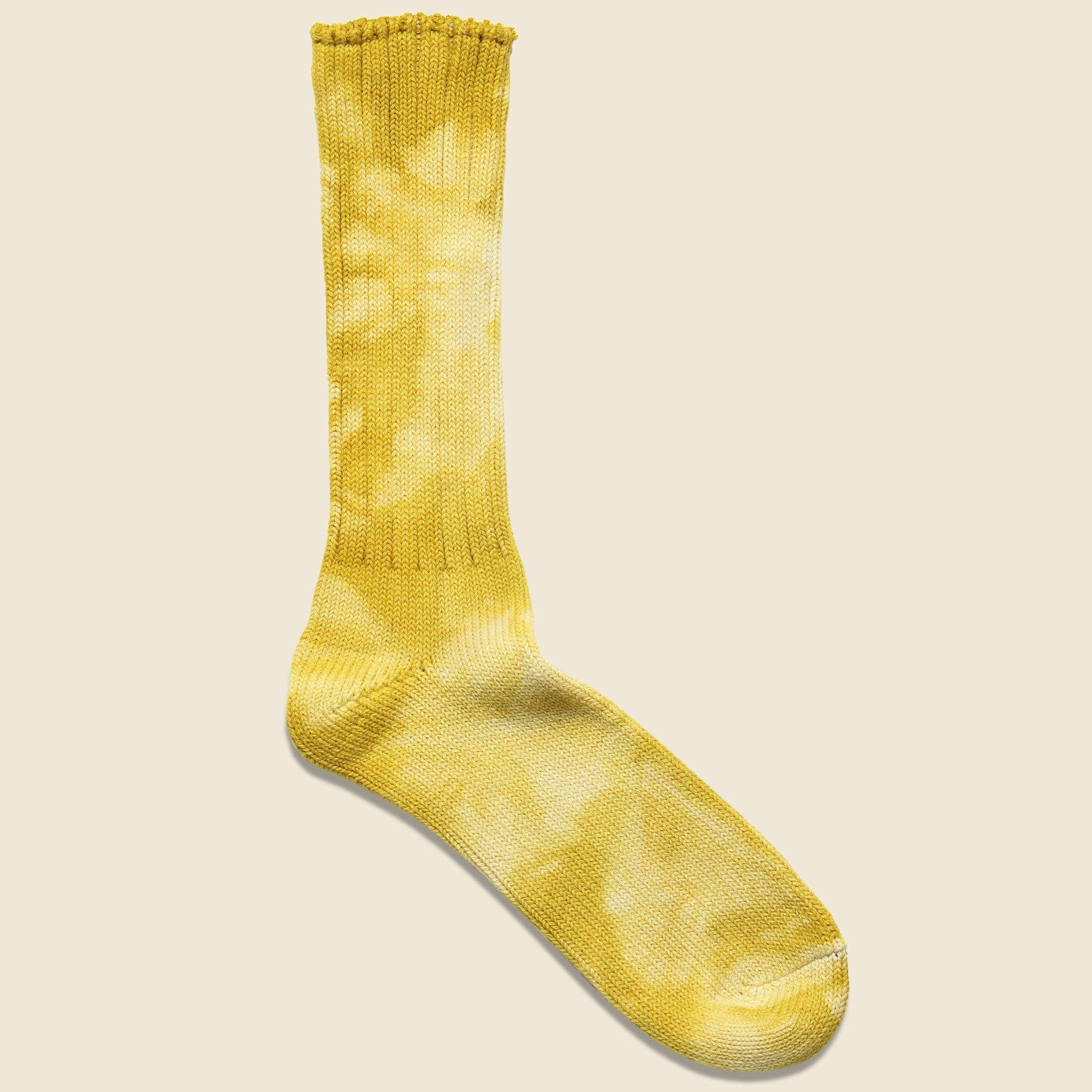 Uneven Dye Crew Sock - Gold