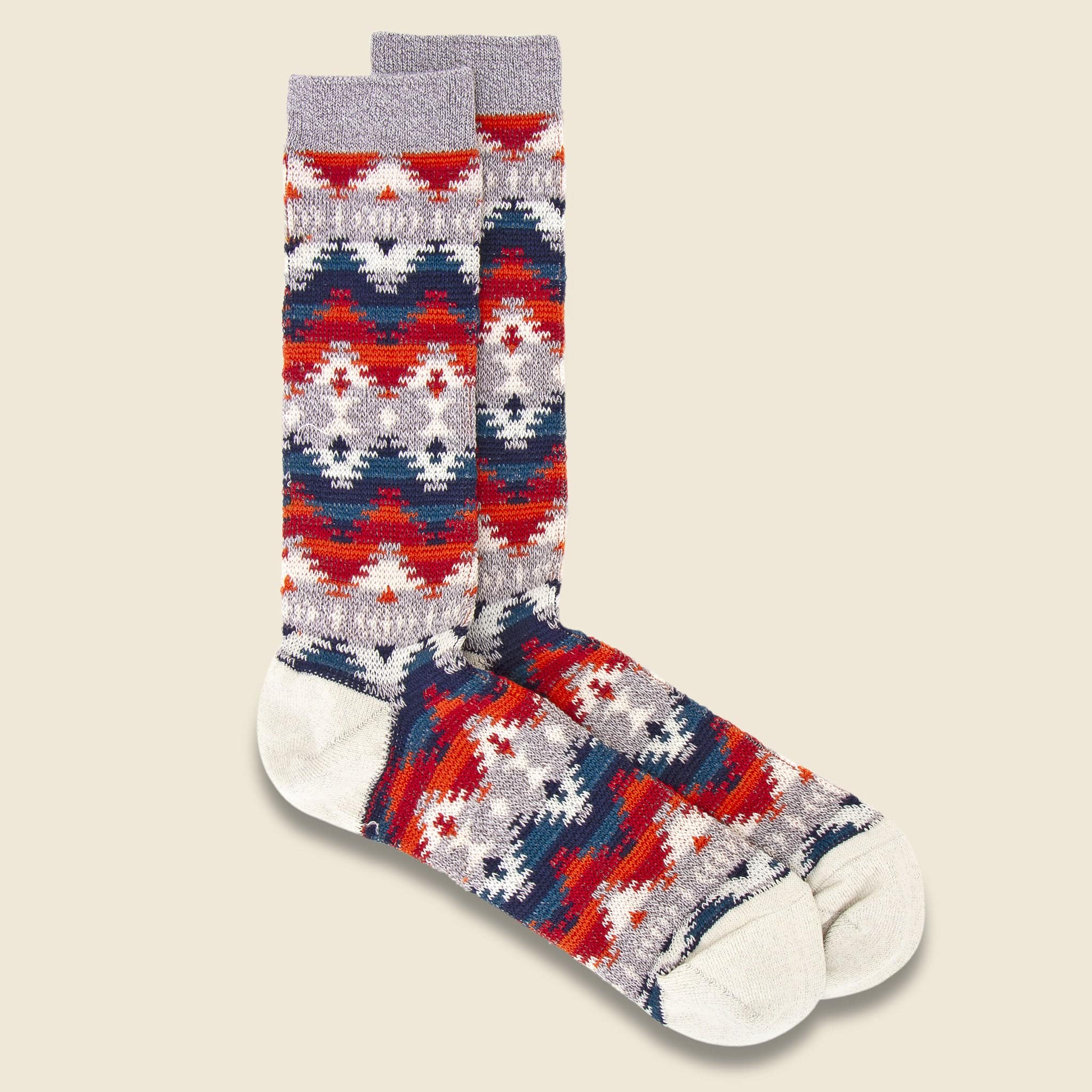 Wigwam Jacquard Crew Sock - Light Grey Melange