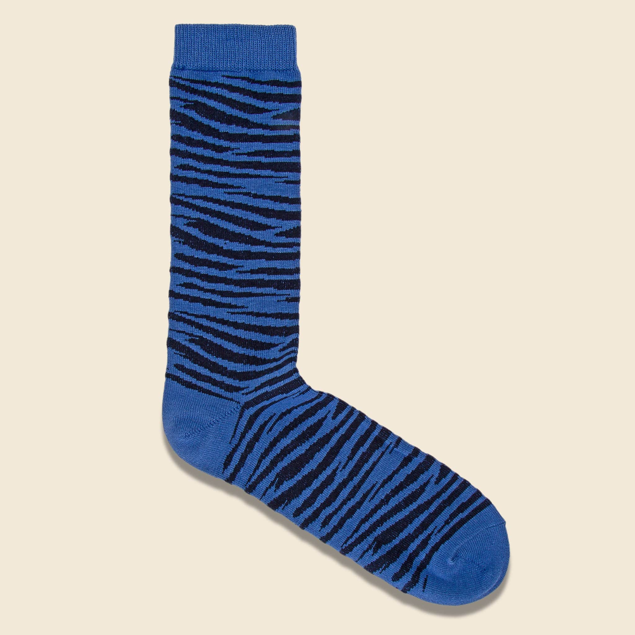 Zebra Crew Sock - Indigo