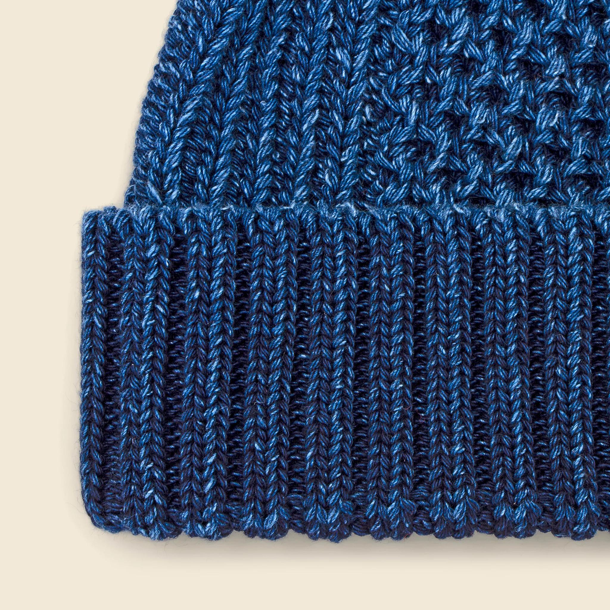 Aran Cable Indigo Watch Cap - Dark Denim - Image 2