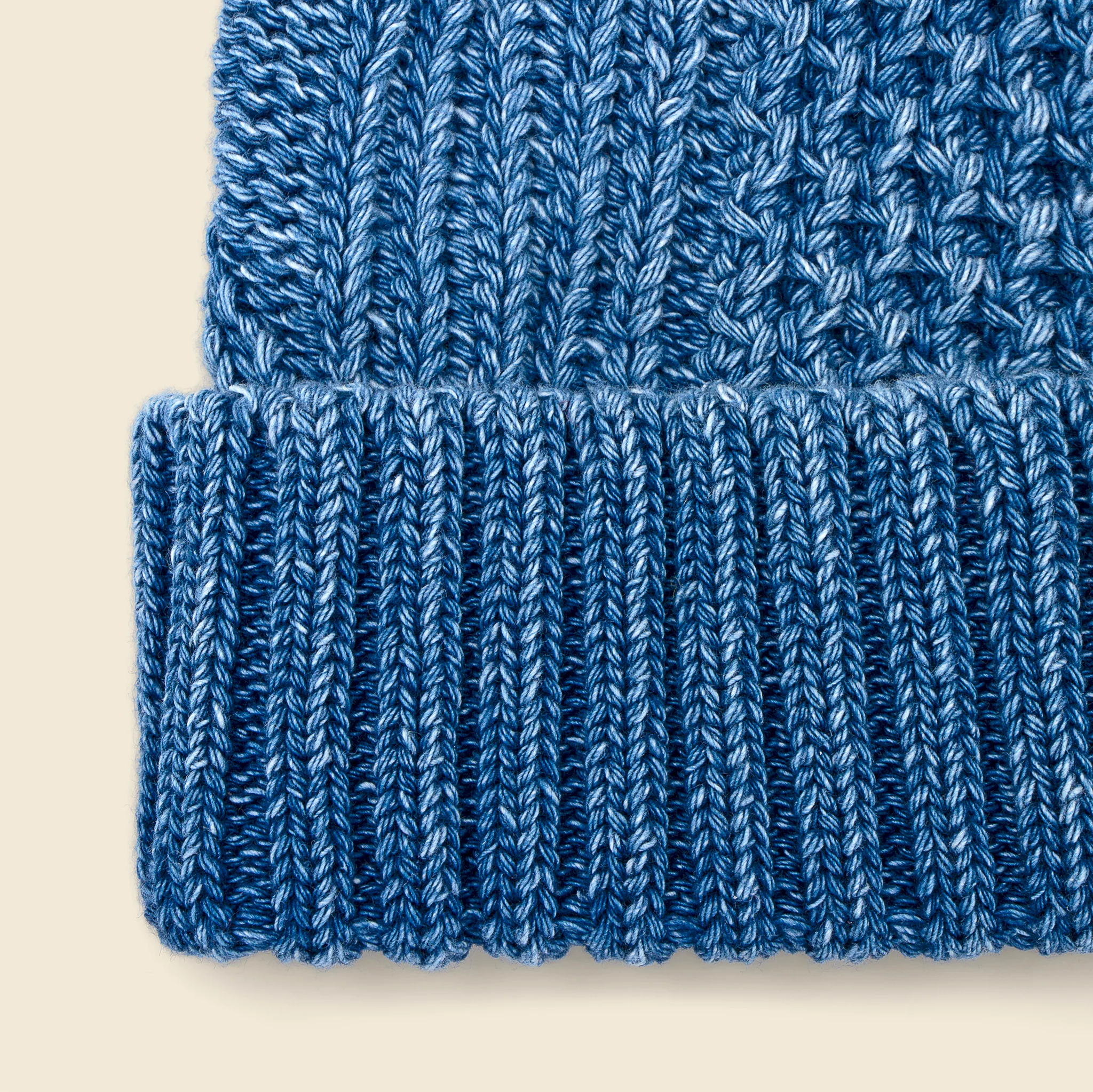 Aran Cable Indigo Watch Cap - Light Denim - Image 2