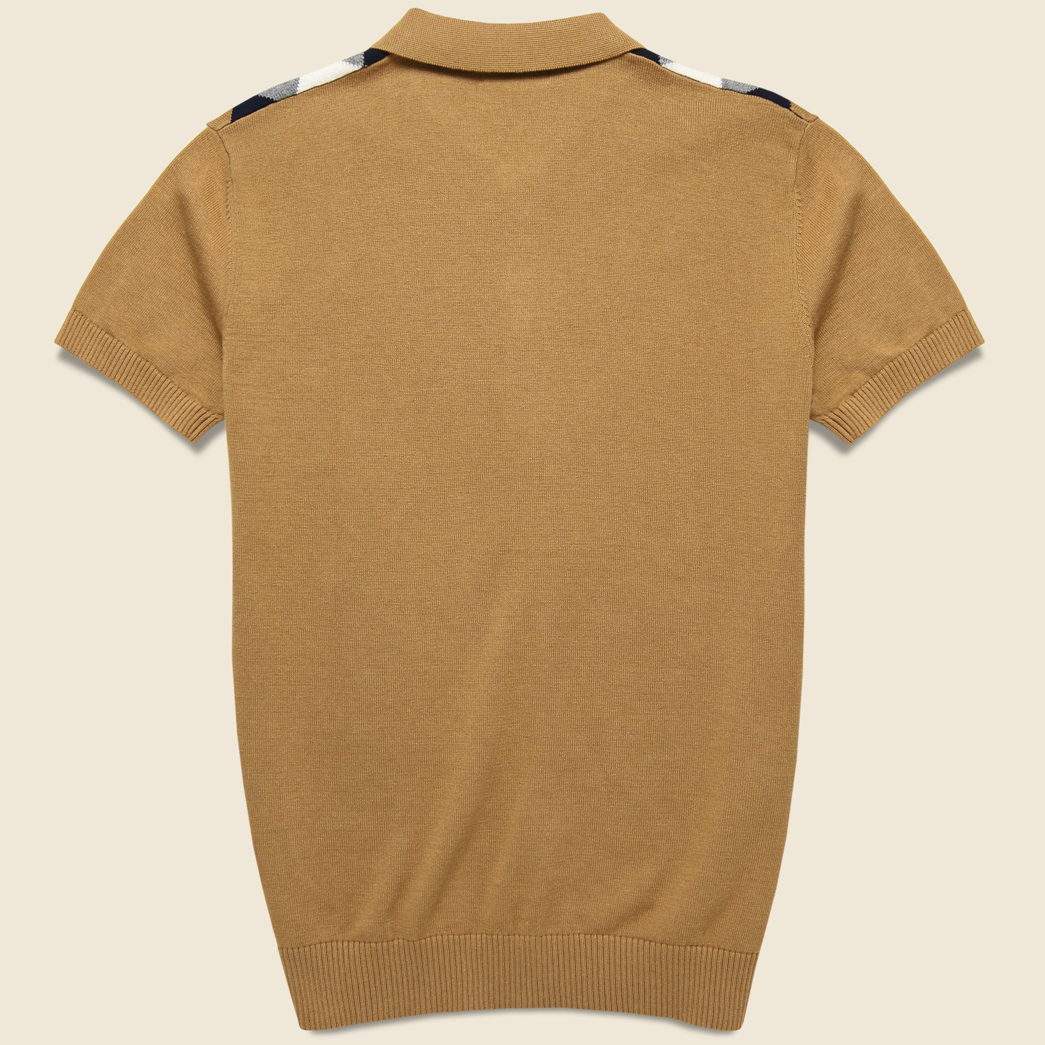 Argyle Knit Sweater Polo - Caramel - Image 2