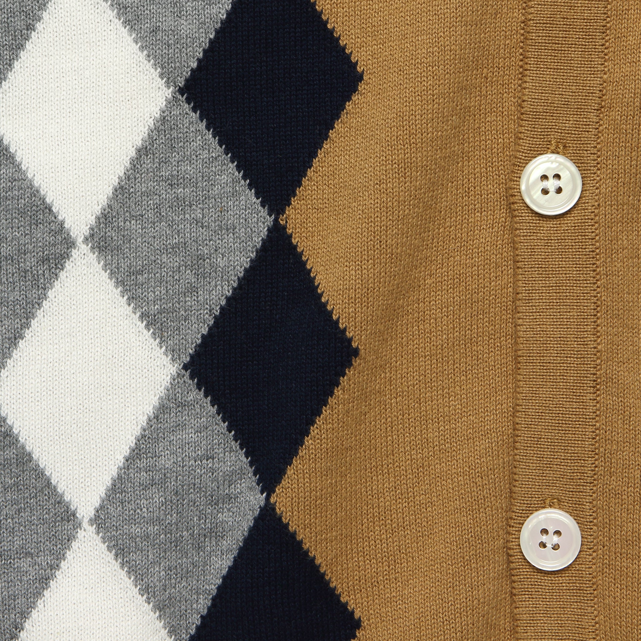 Argyle Knit Sweater Polo - Caramel - Image 3