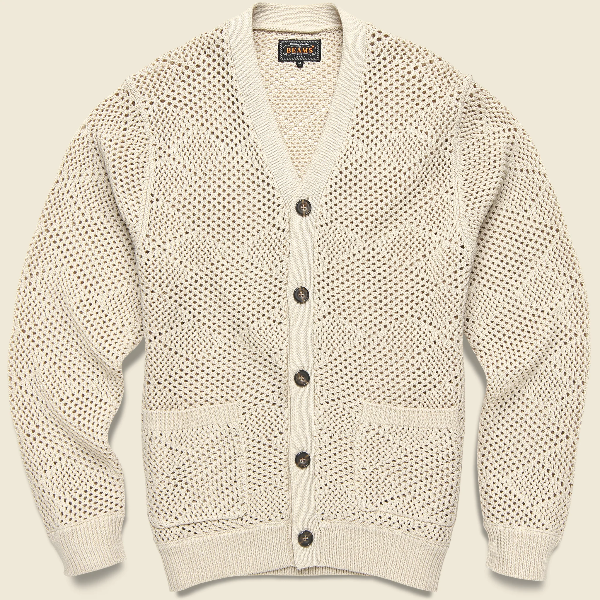 Argyle Mesh Cardigan - Beige
