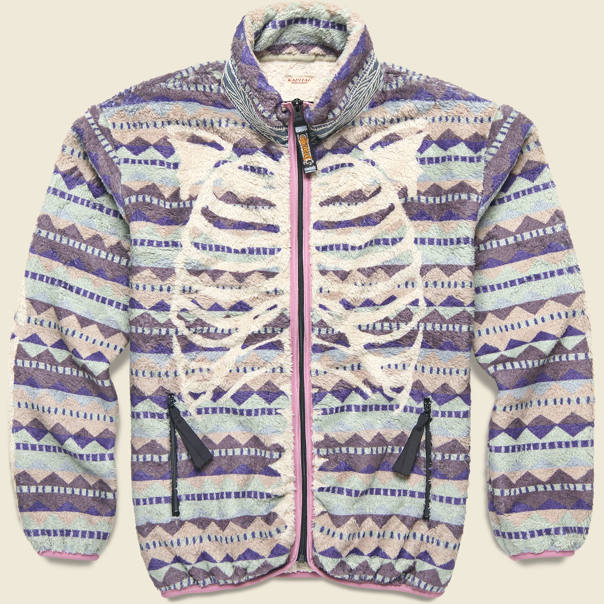 Ashland Stripe & Bone Fleece Jacket - Purple