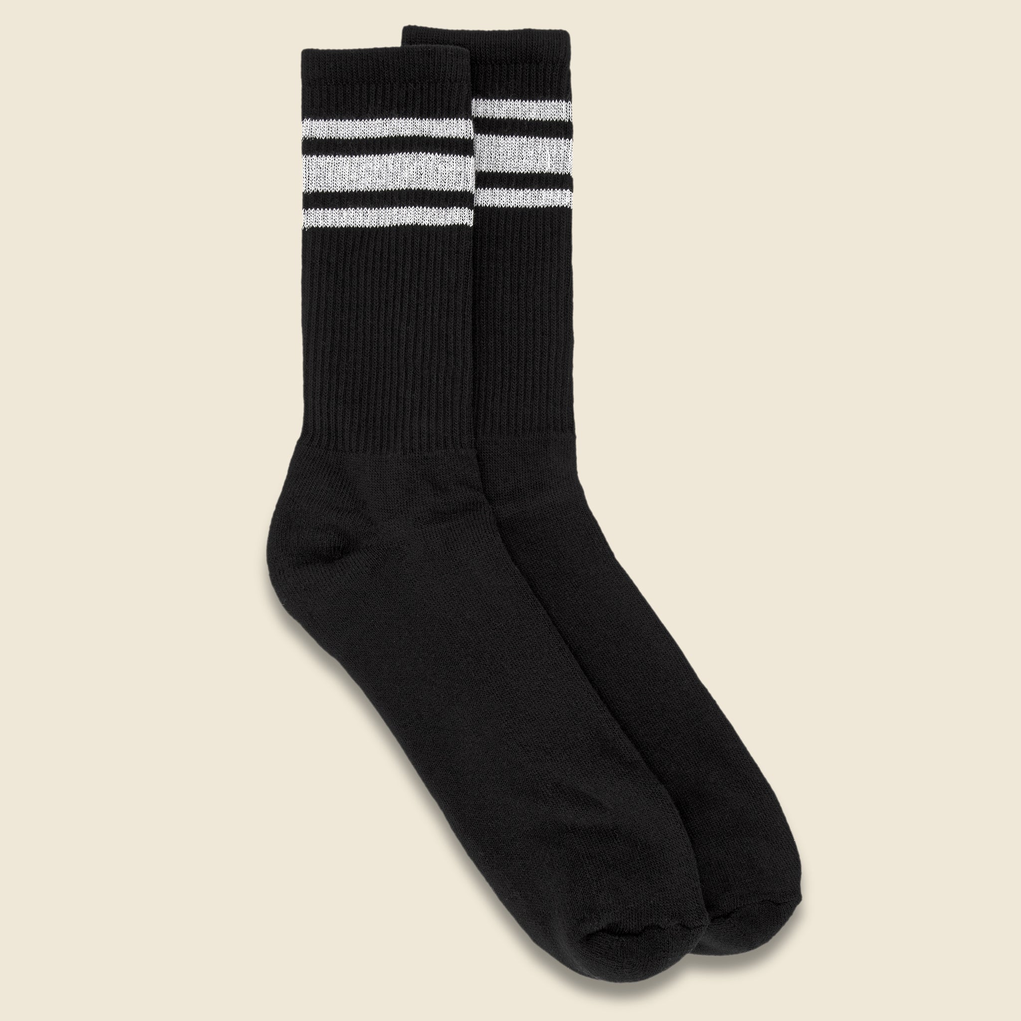 Athletic Stripe Crew Sock - Black