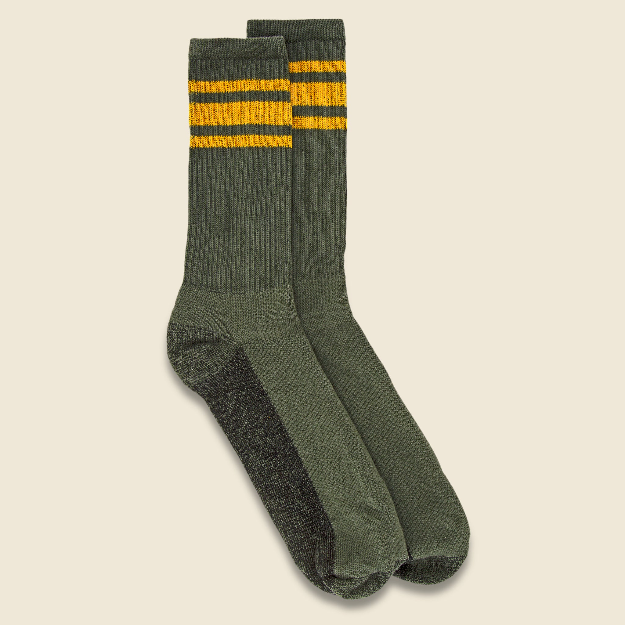 Athletic Stripe Crew Sock - Olive
