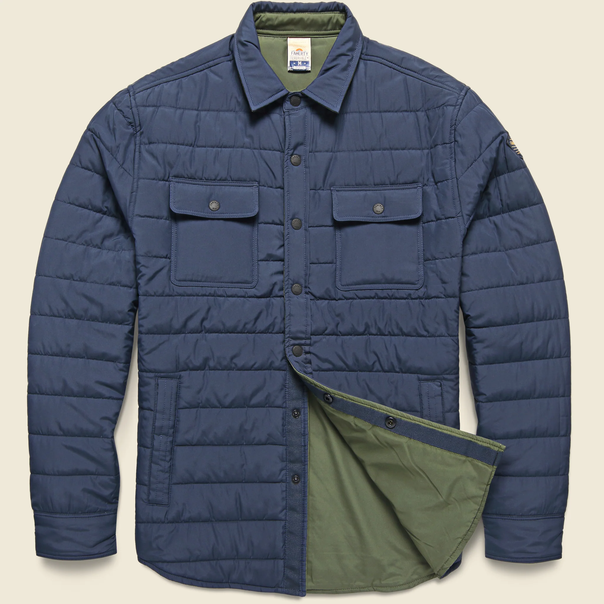 Atmosphere Reversible Shirt Jacket - Olive/Navy