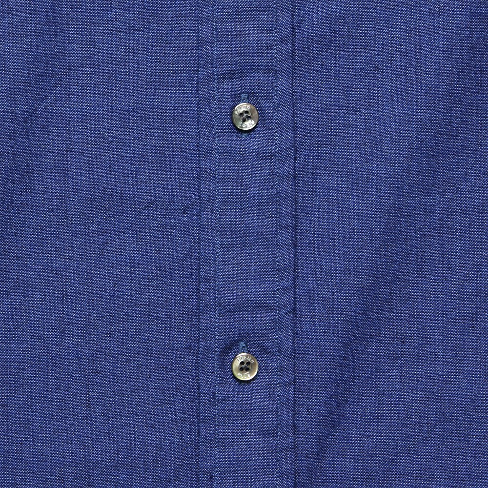 Band Collar Chambray Shirt - Indigo - Image 3