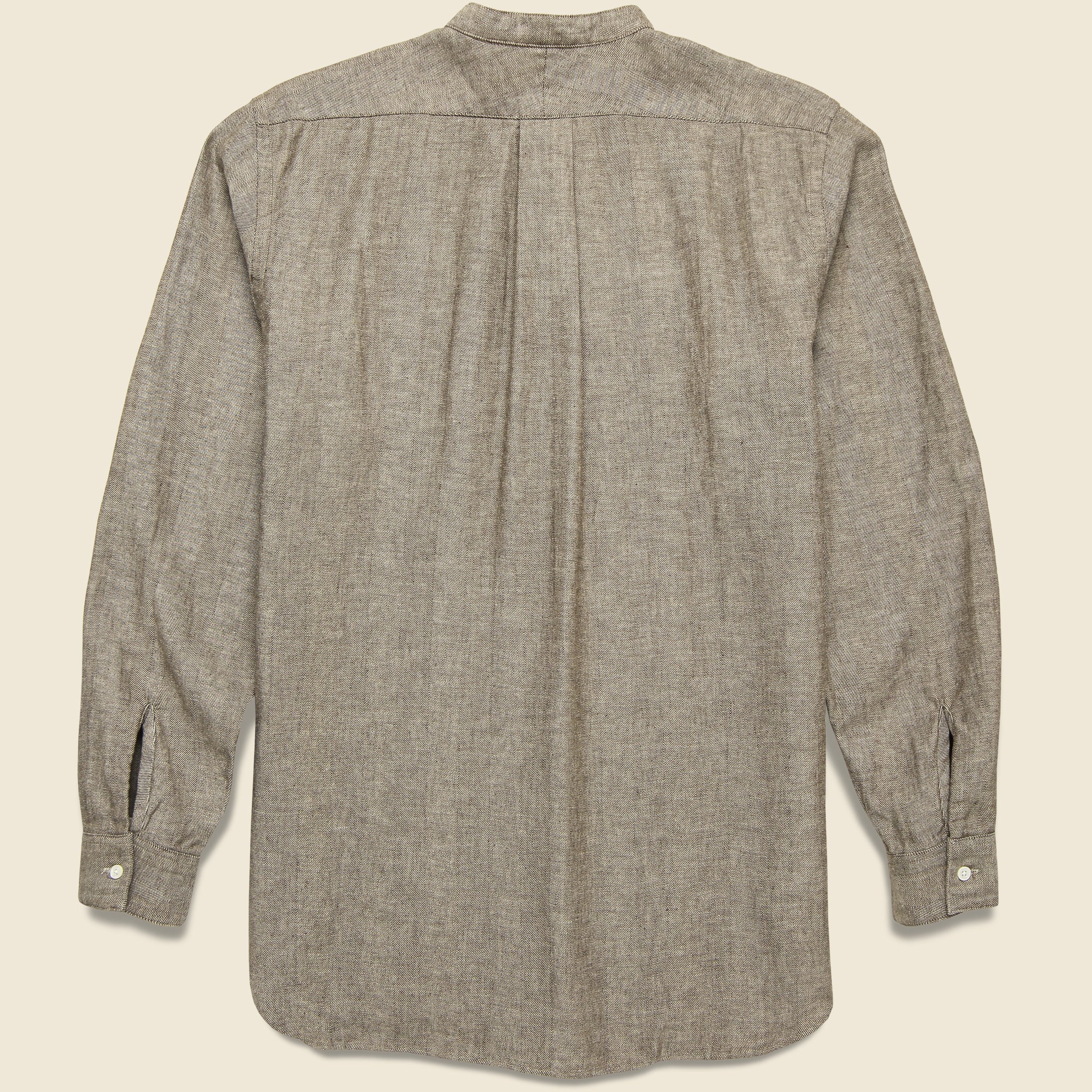 Band Collar Herringbone Pullover - Brown - Image 2