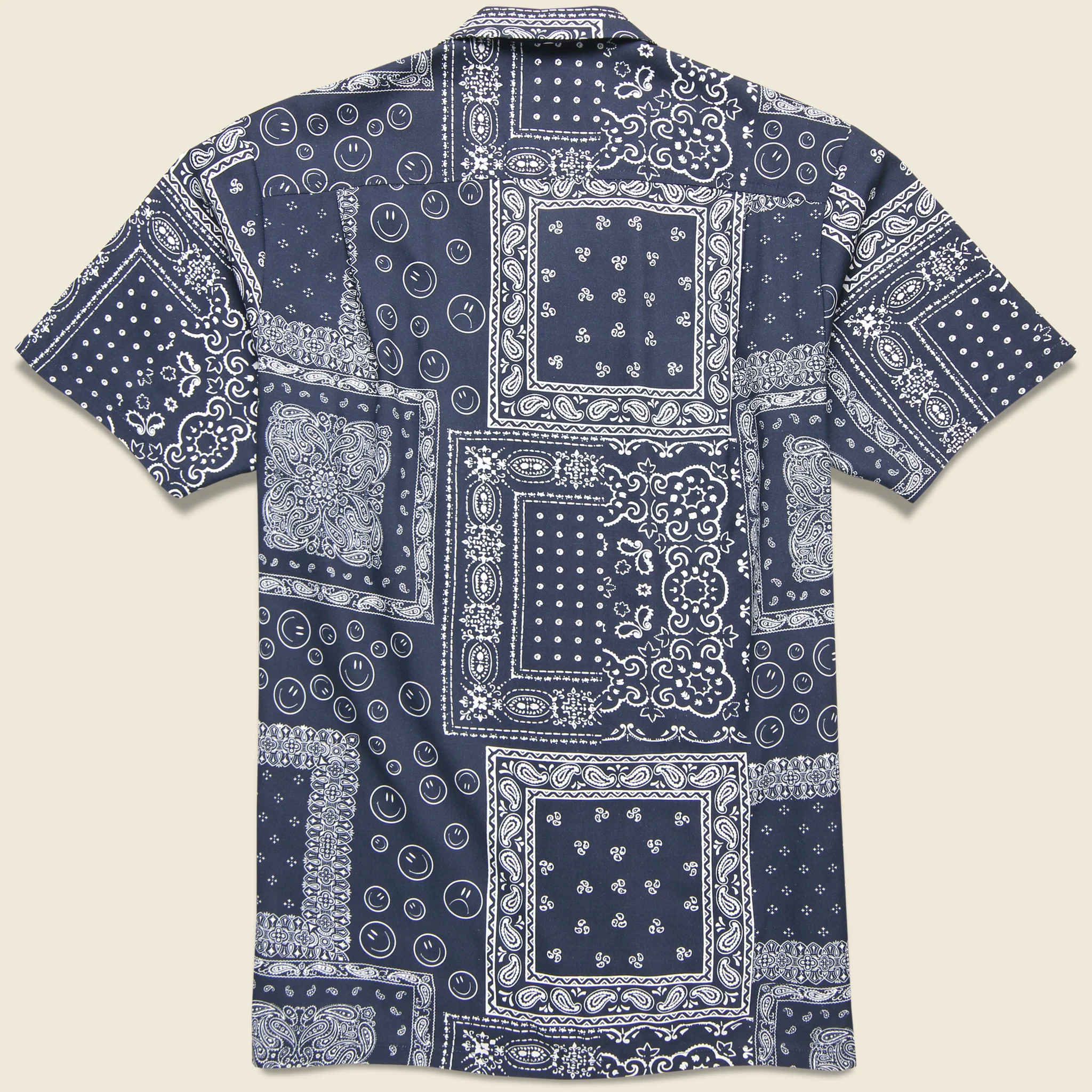 Bandana Print Camp Shirt - Navy - Image 2