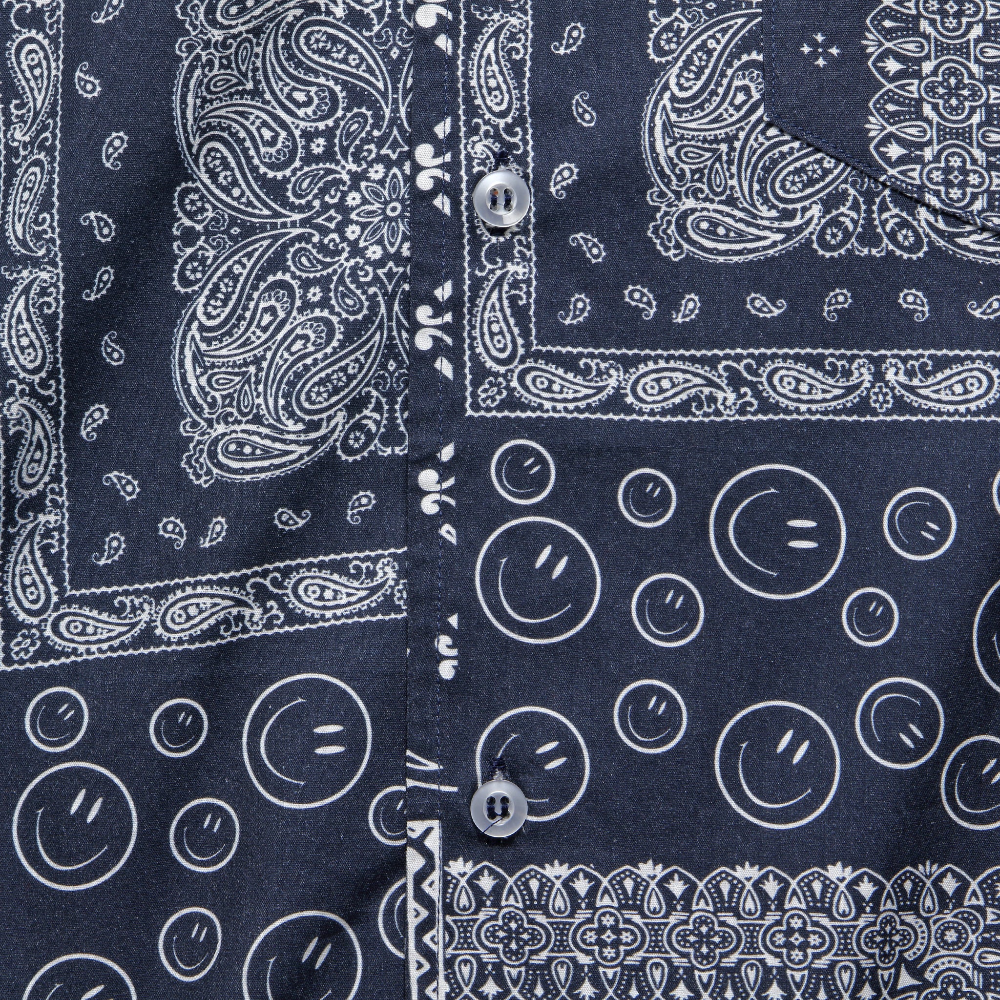 Bandana Print Camp Shirt - Navy - Image 3
