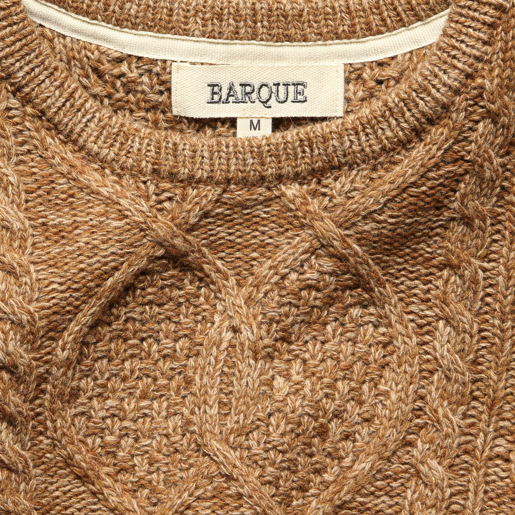 Marled Yarn Cable Sweater - Toffee - Image 2