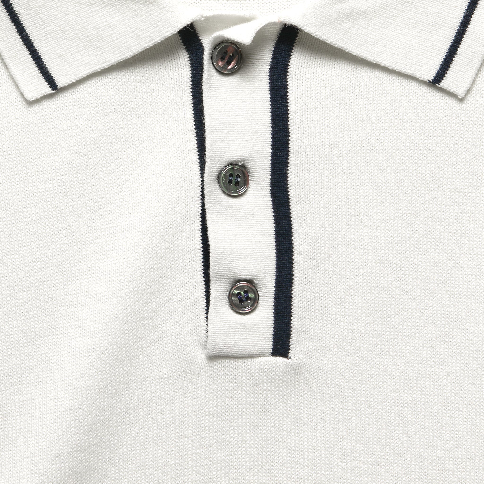 Tipped Collar Knit Polo - White - Image 3