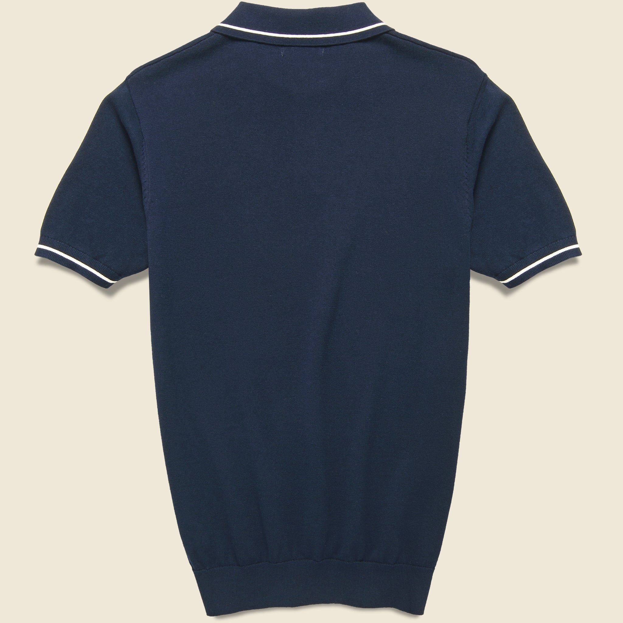 Tipped Collar Knit Polo - Navy - Image 2