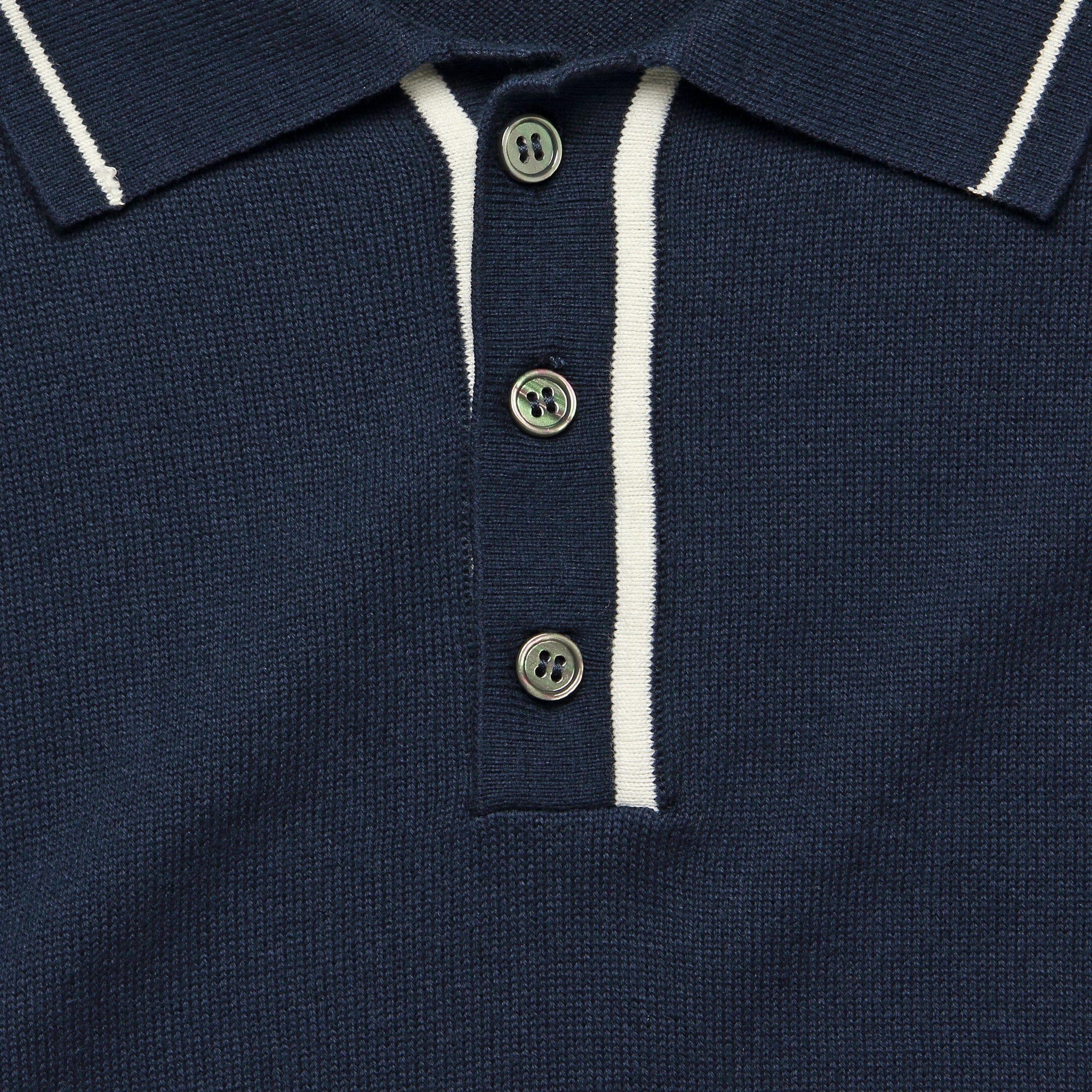 Tipped Collar Knit Polo - Navy - Image 3