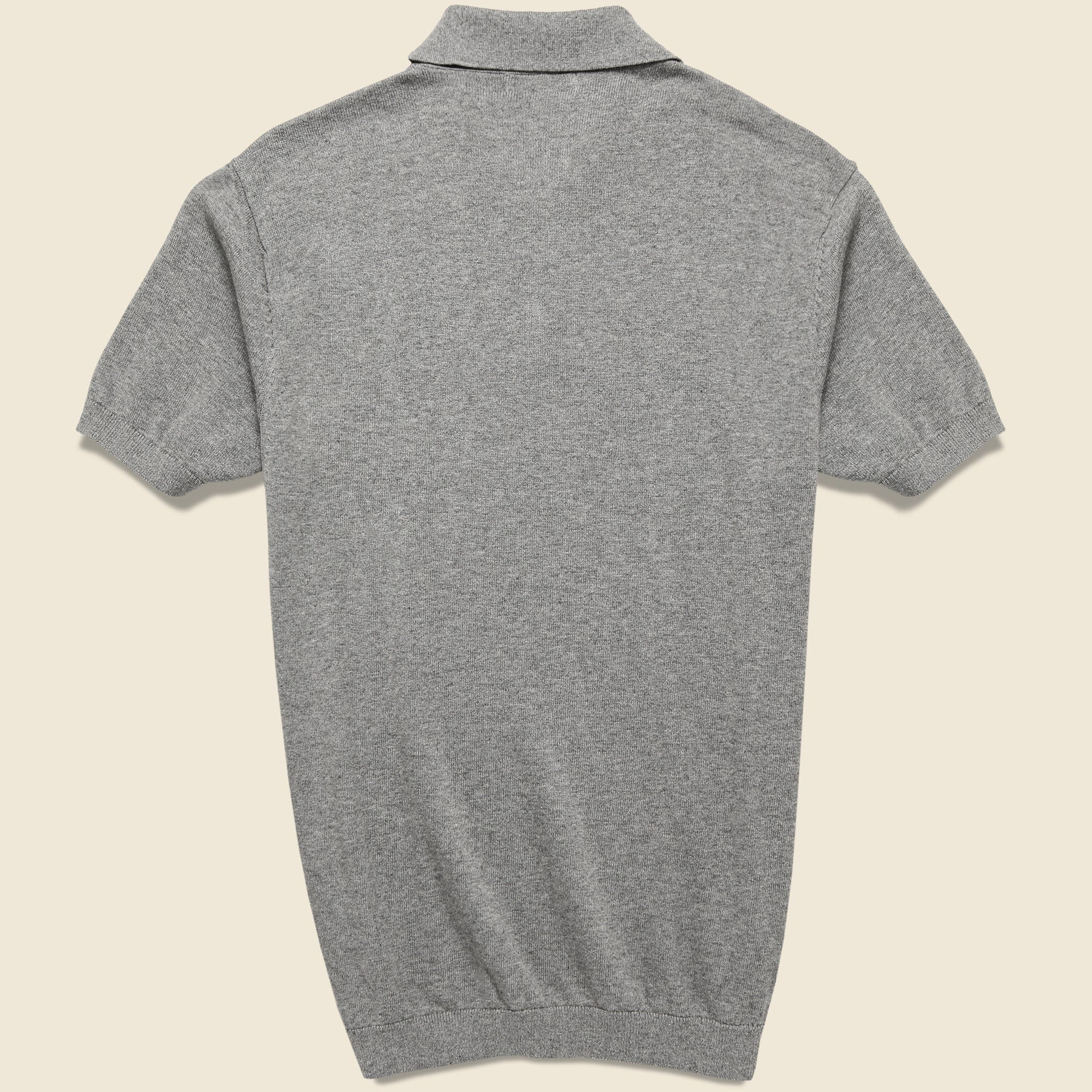 Vintage Jacquard Knit Polo - Grey Heather - Image 2