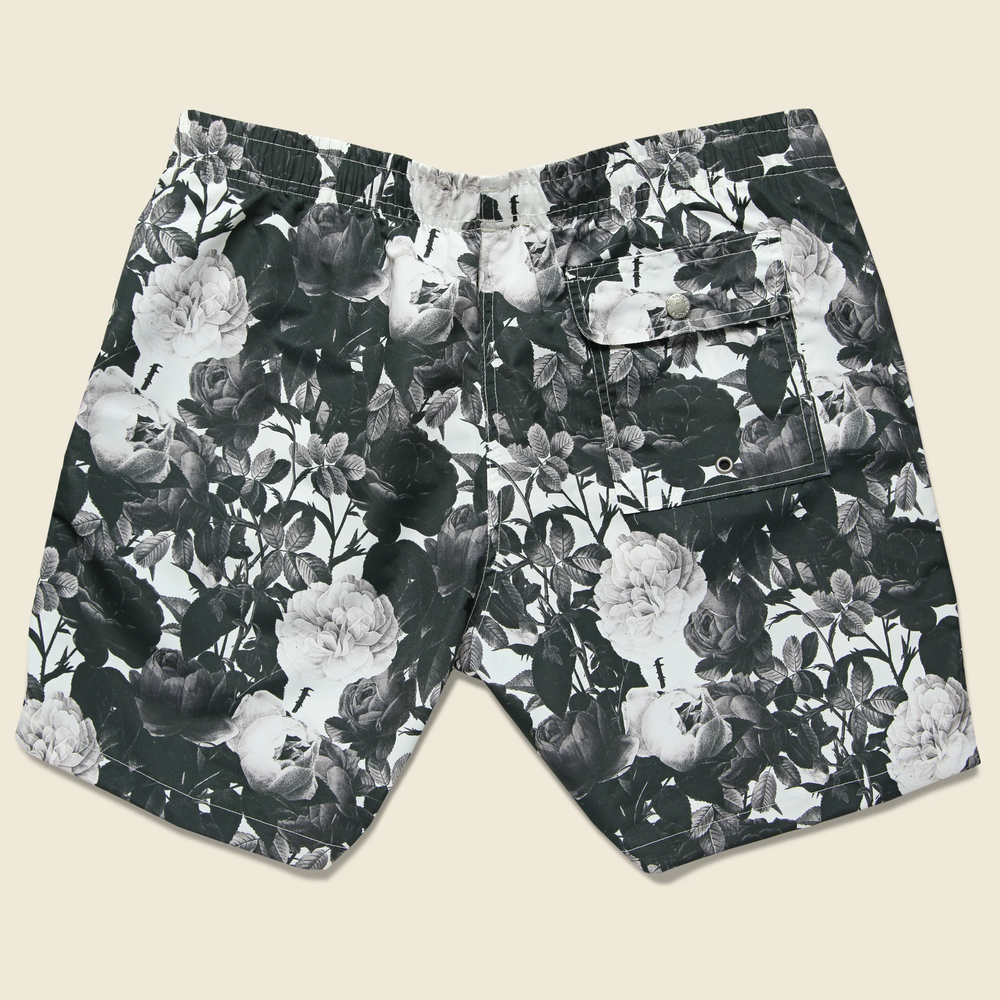 Black Roses Swim Trunk -  Black/White - Image 2