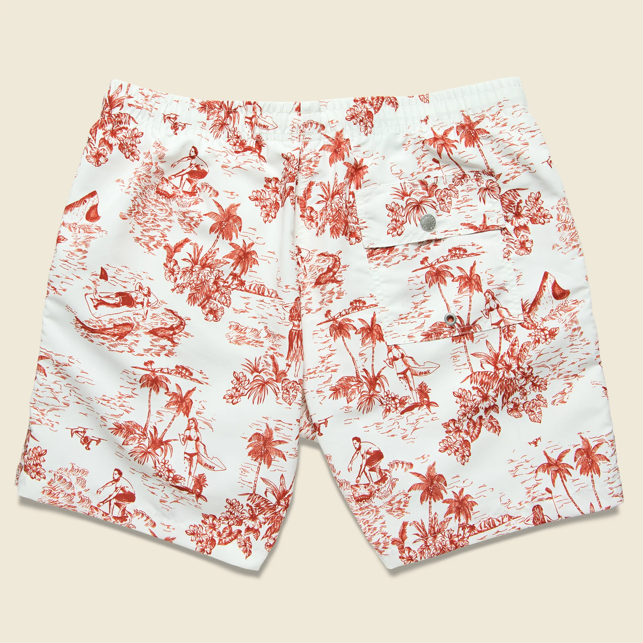 Canadian Toile Swim Trunk - Red/White - Image 2