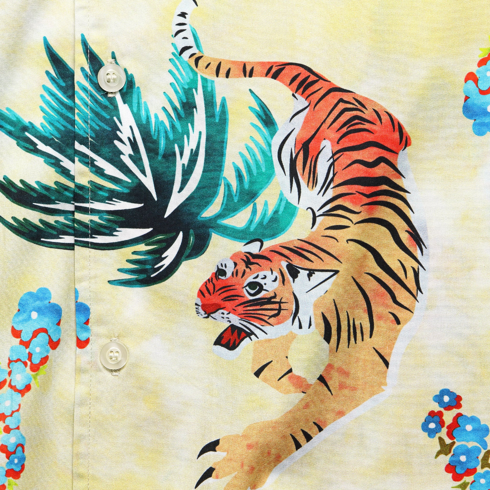 Hawaiian Tiger Button Up Shirt - Beige - Image 3