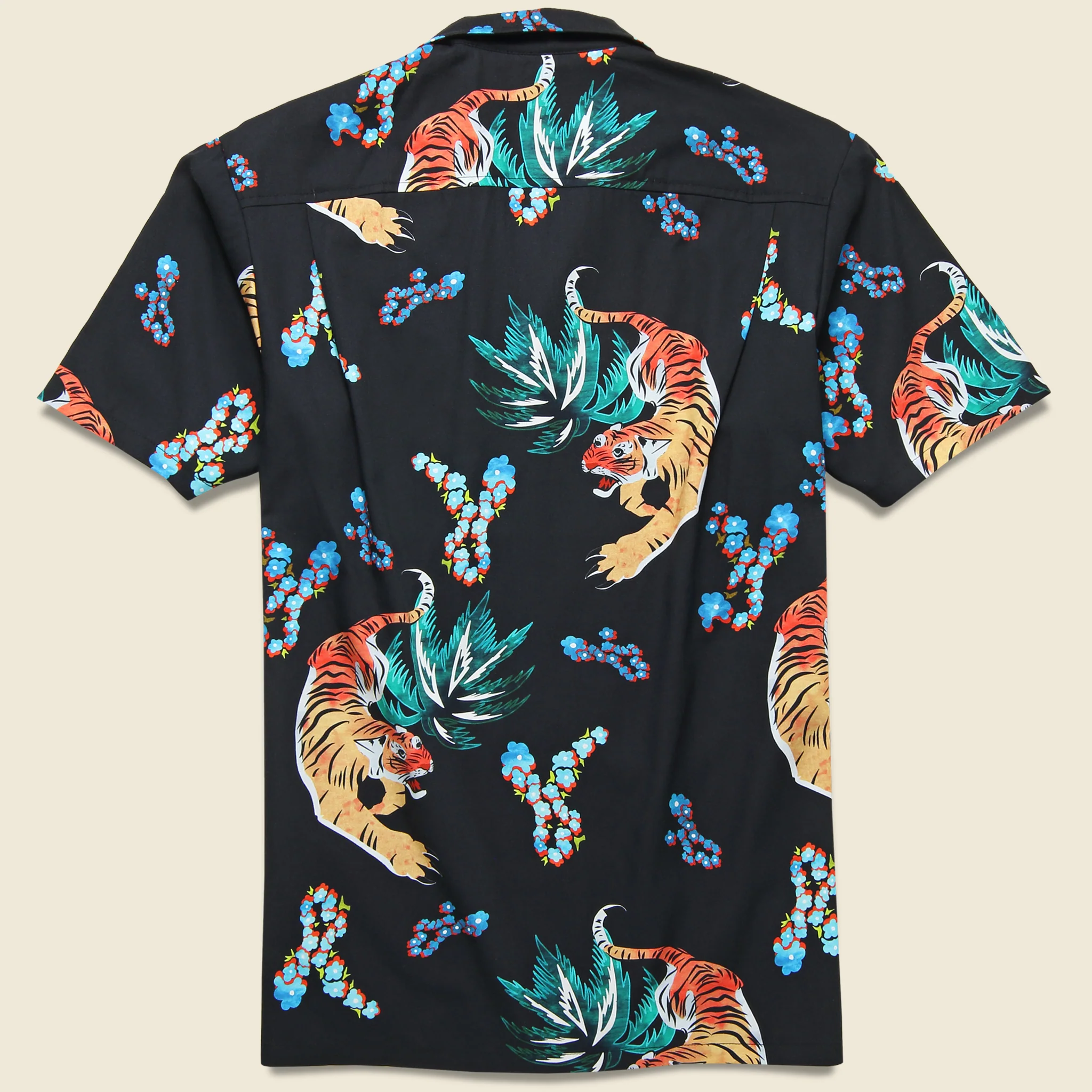 Hawaiian Tiger Button Up Shirt - Black - Image 2