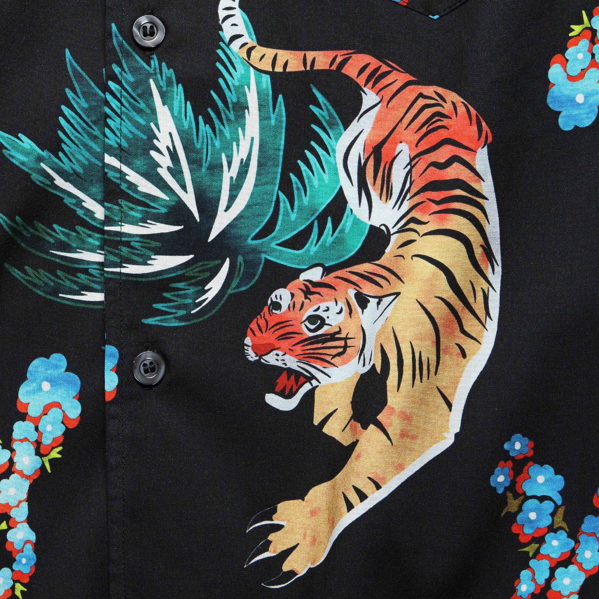 Hawaiian Tiger Button Up Shirt - Black - Image 3