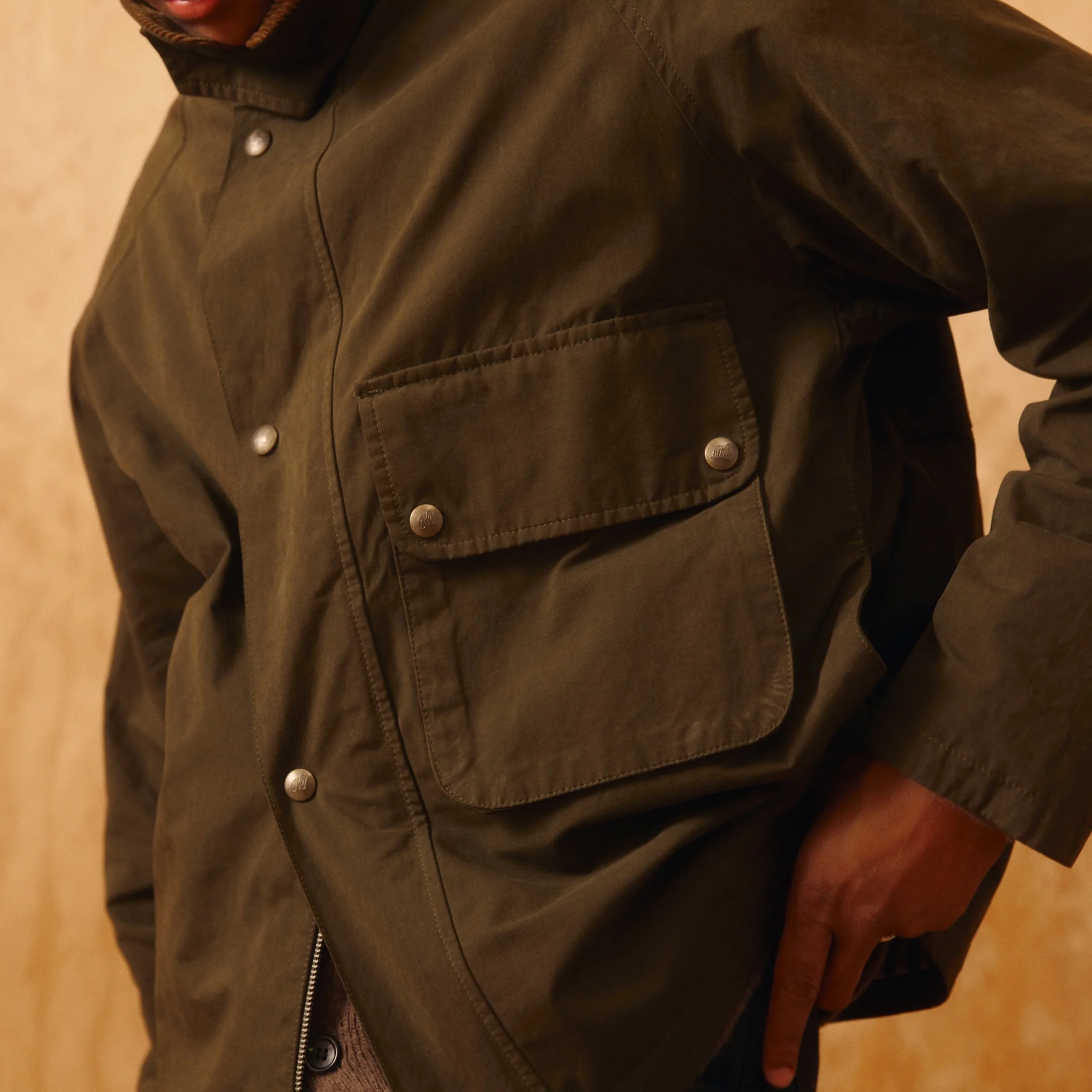 Bay Waxed Nylon Jacket - Olive - Image 2