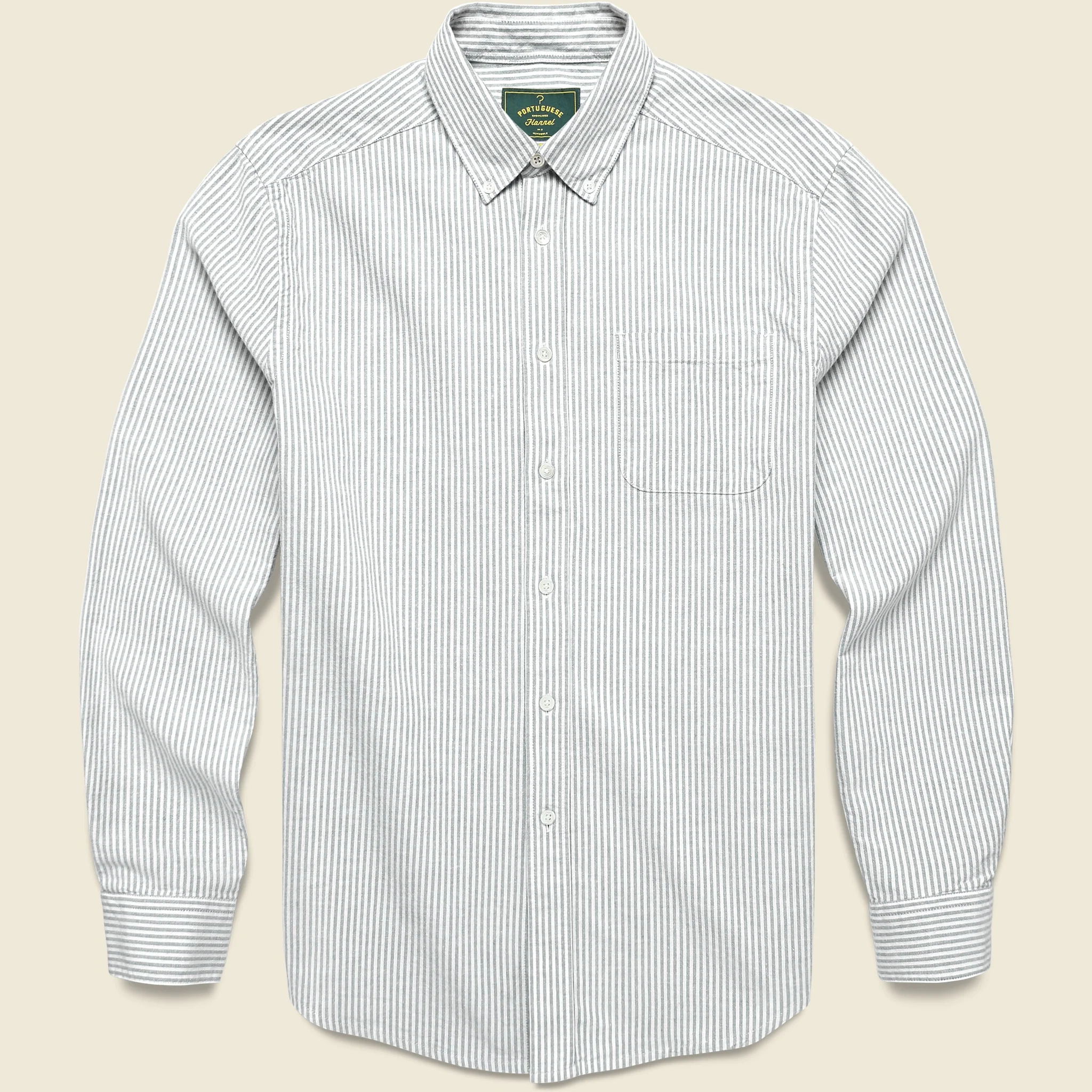 Belavista Brushed Oxford Shirt - Green Stripe