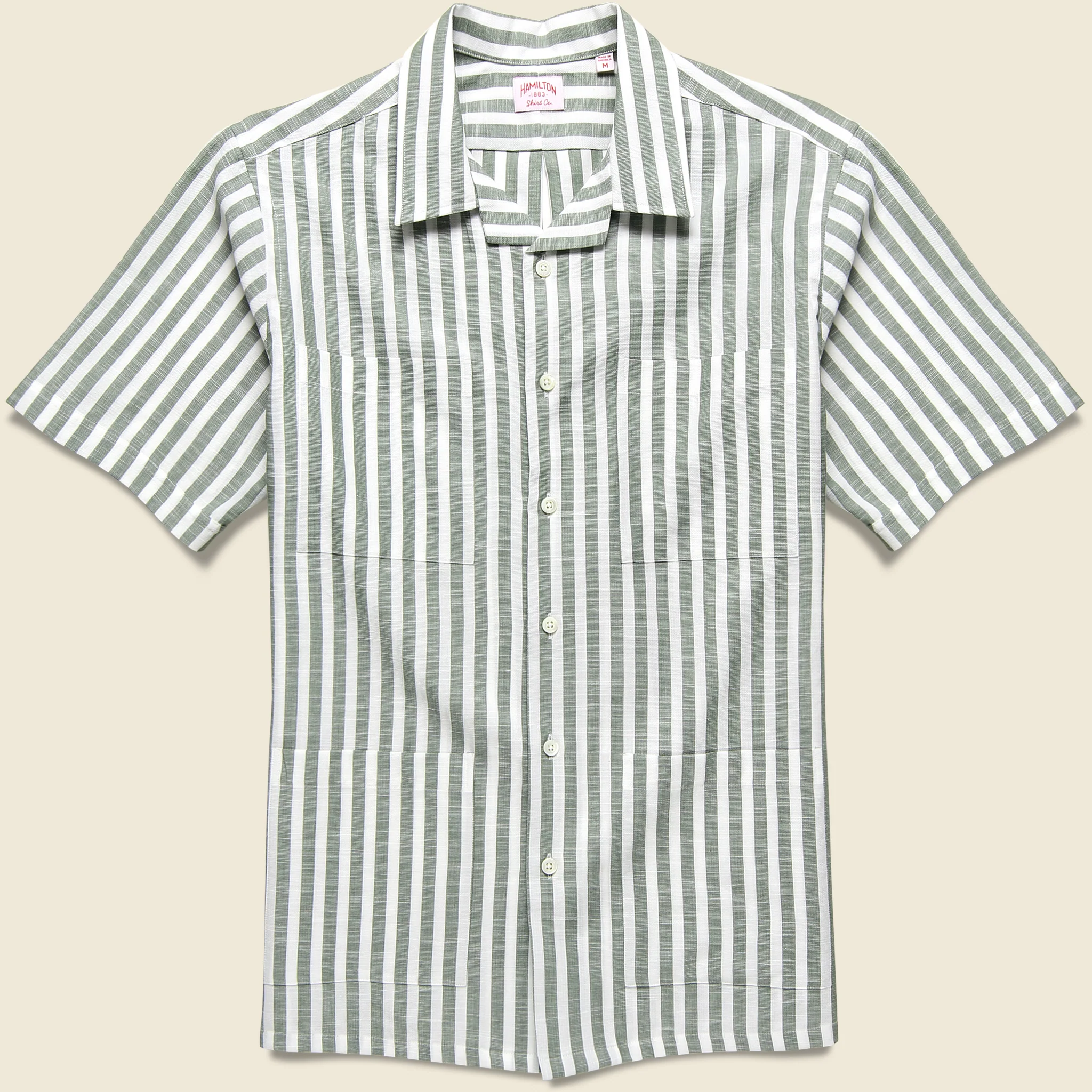 Bengal Stripe Guayabera - Green/White
