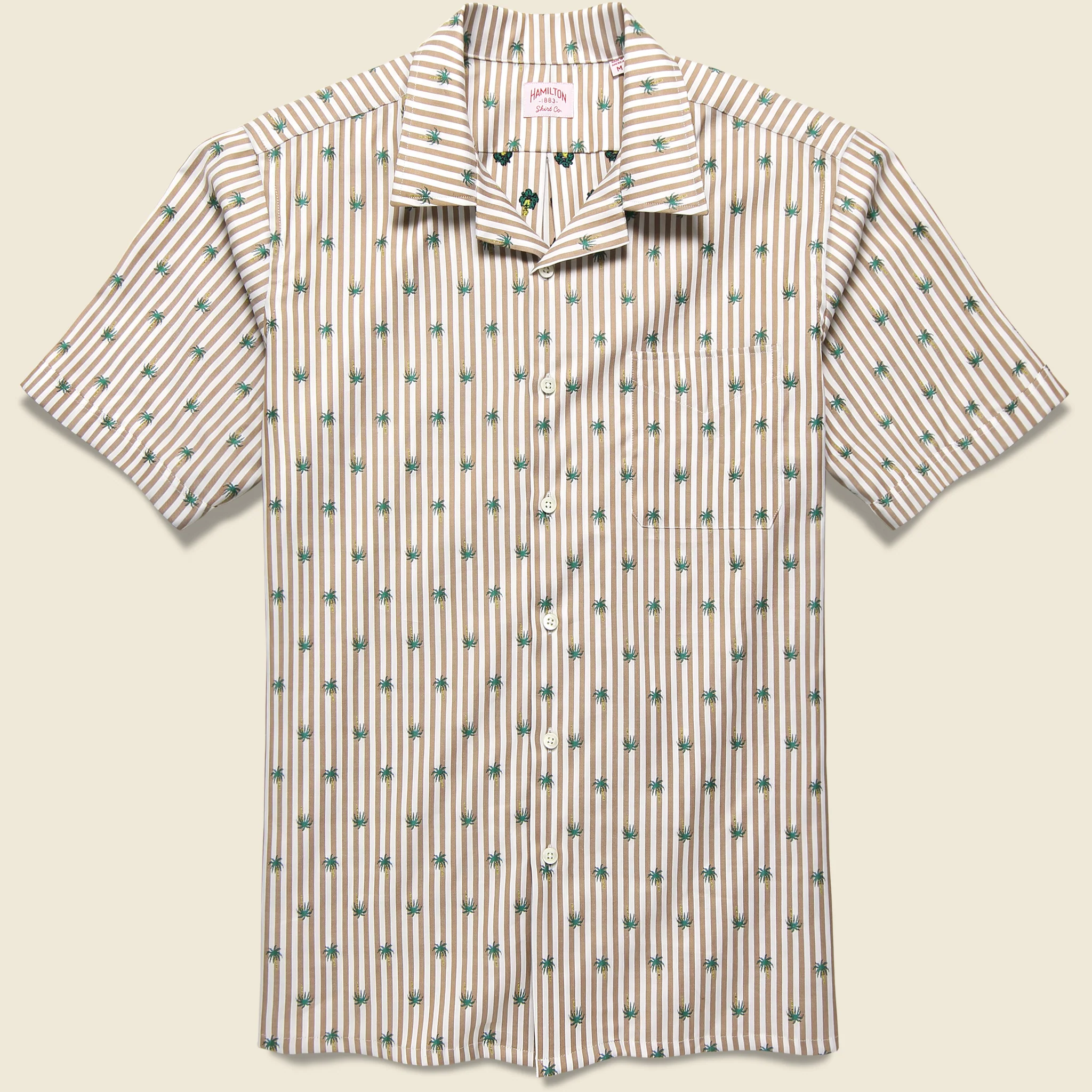 Bengal Stripe Palm Oxford - Tan/White/Green
