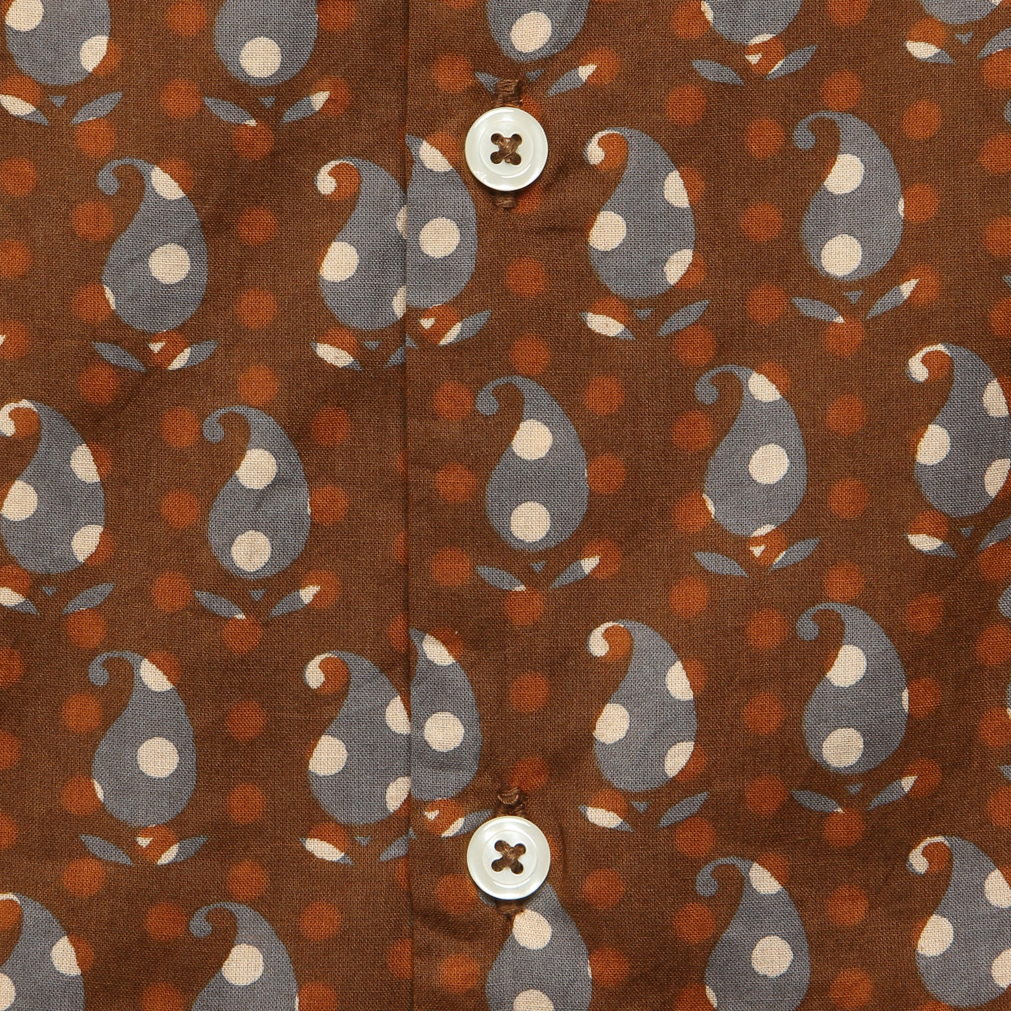 Block Print Paisley Road Shirt - Brown/Blue/White - Image 3