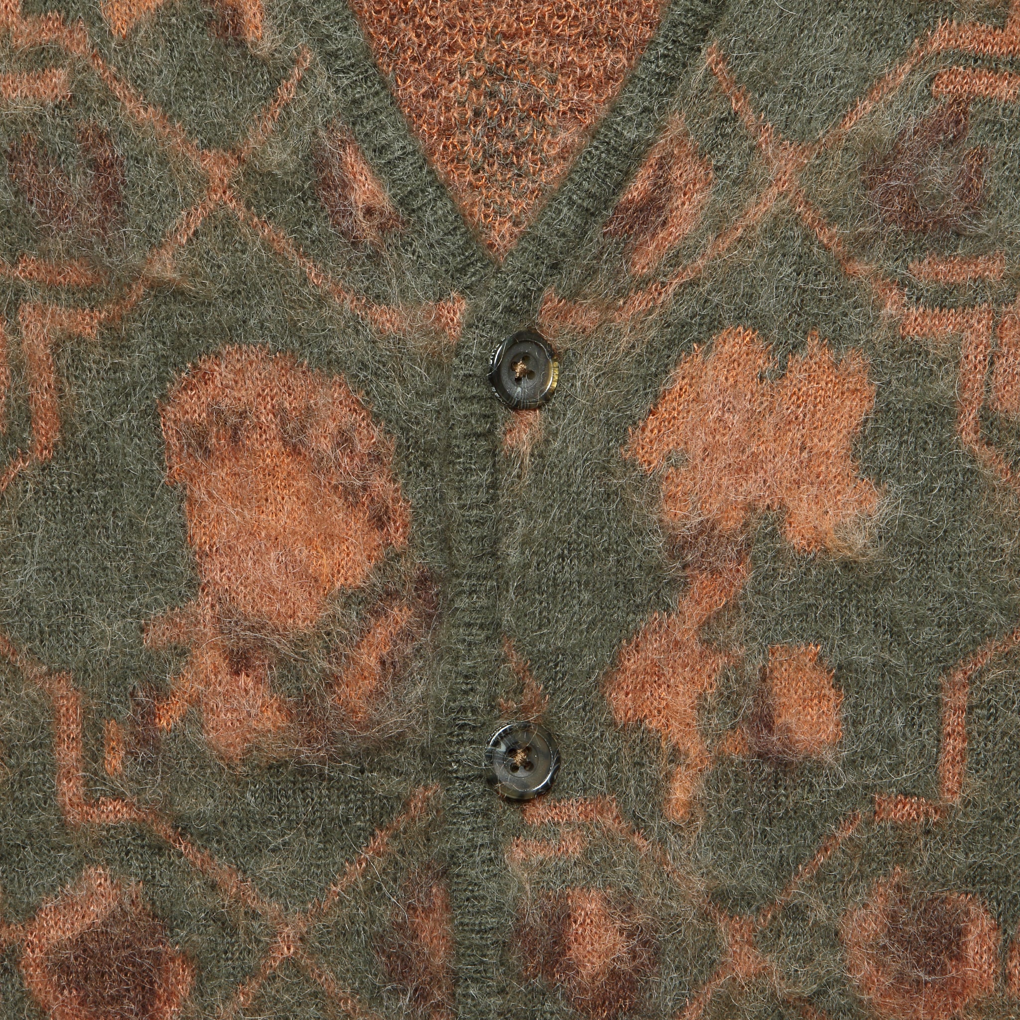 Botanical Pattern Cardigan - Olive - Image 3