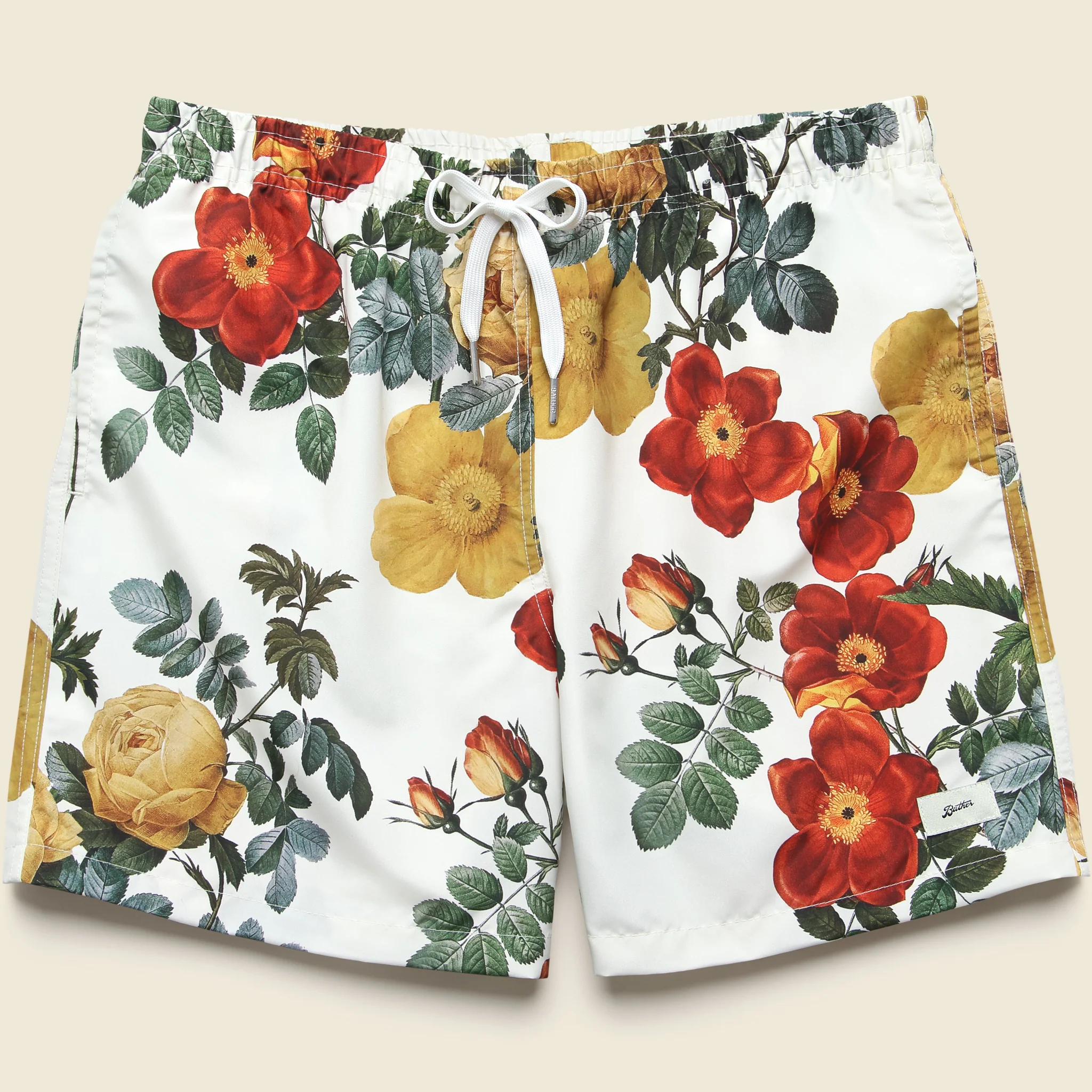 5.5" Bouquet Swim Trunks - White