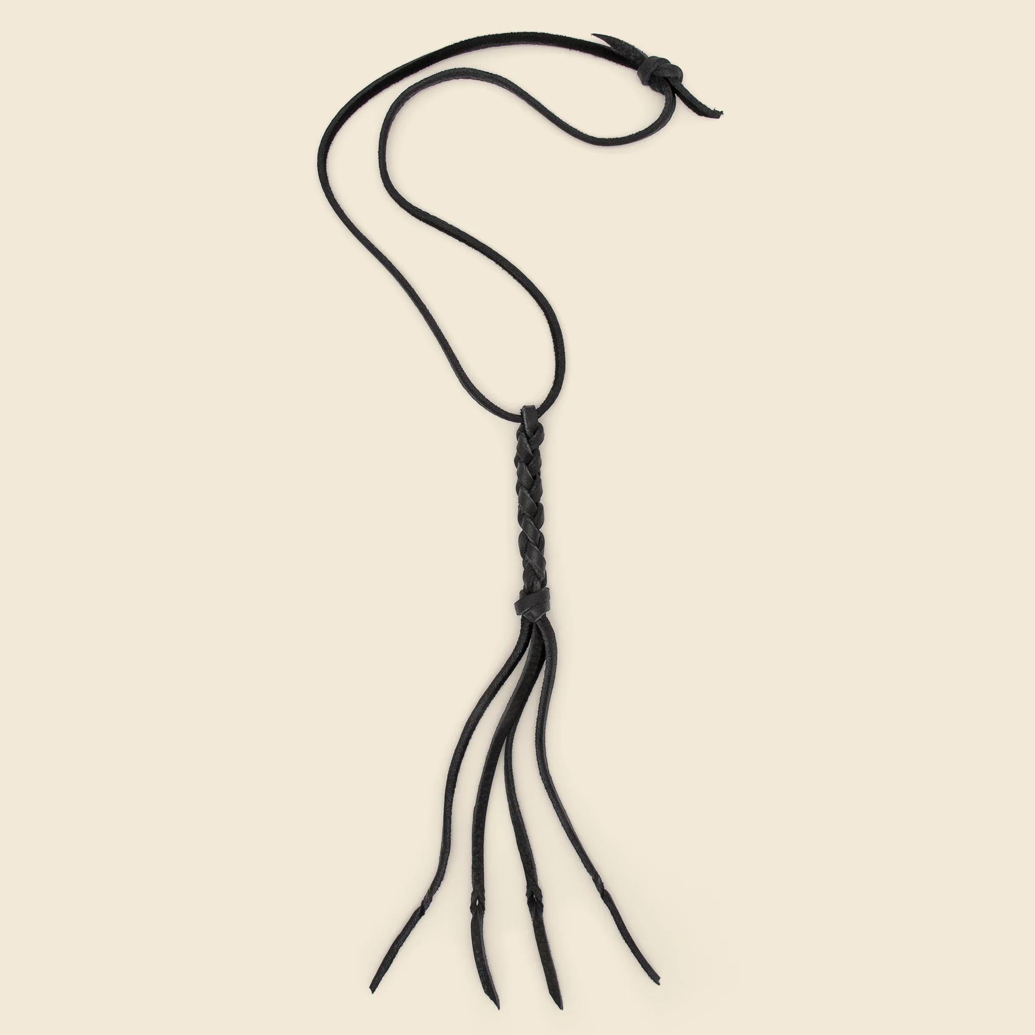 Braided Leather Necklace - Black
