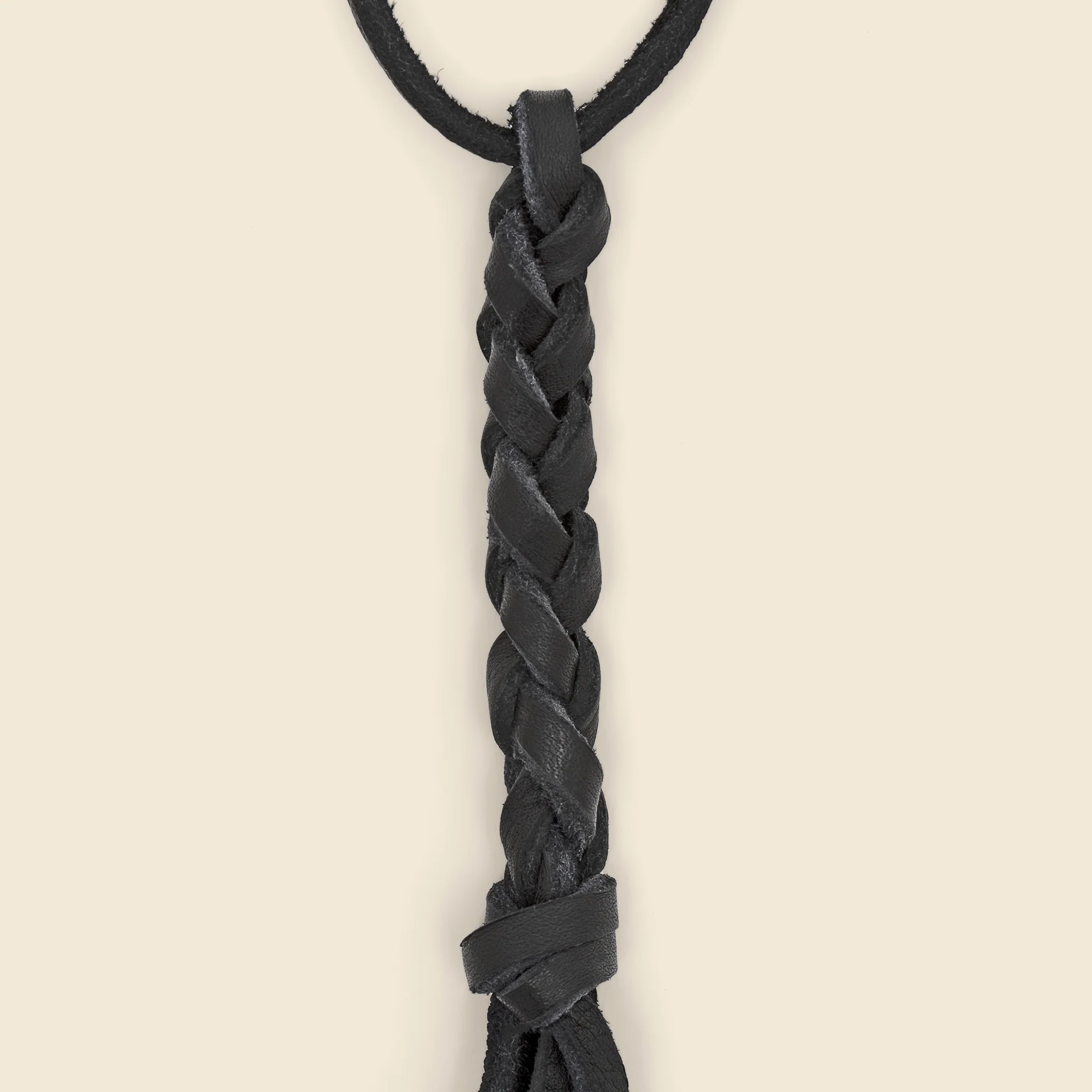 Braided Leather Necklace - Black - Image 2