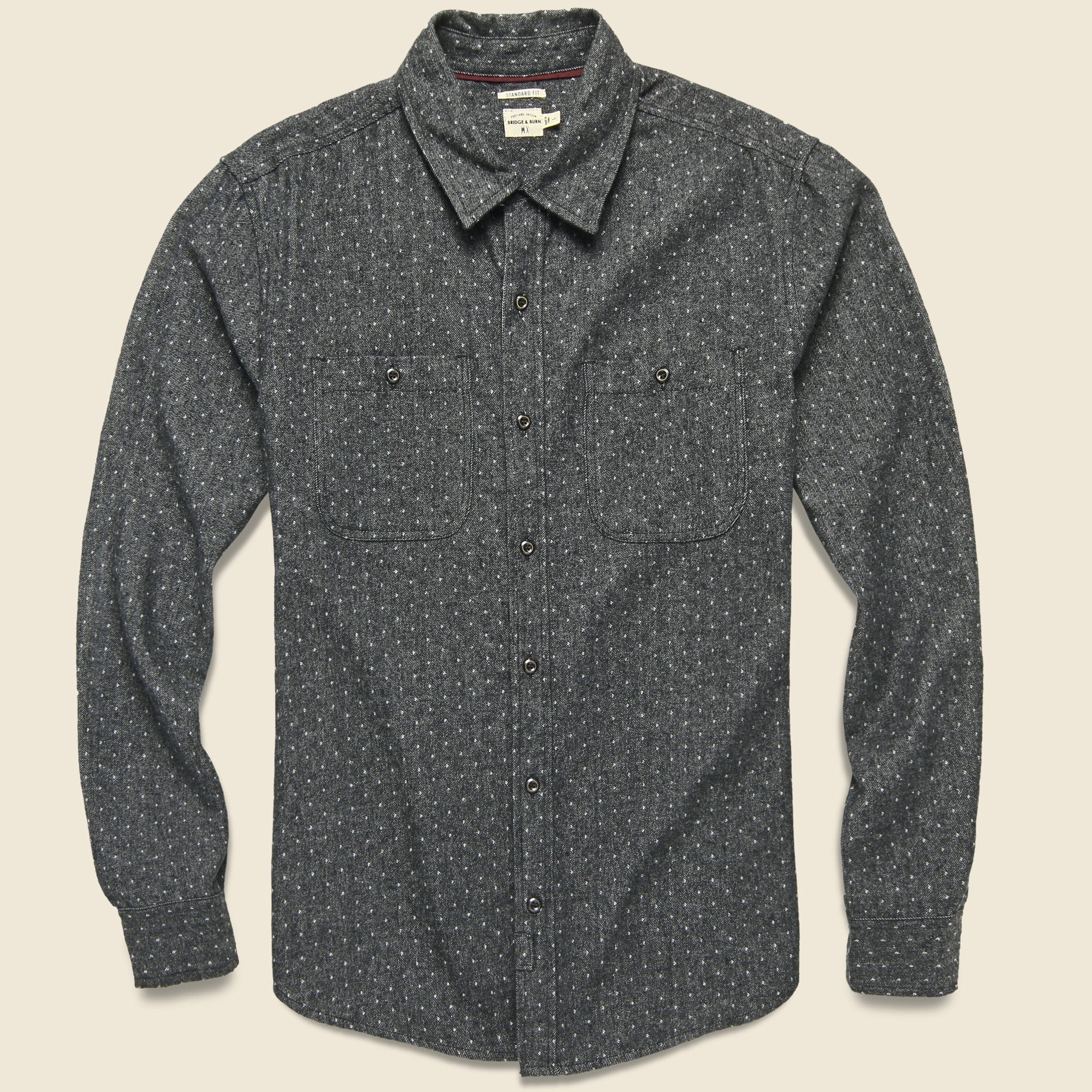 Winslow Flannel - Charcoal Polkadot