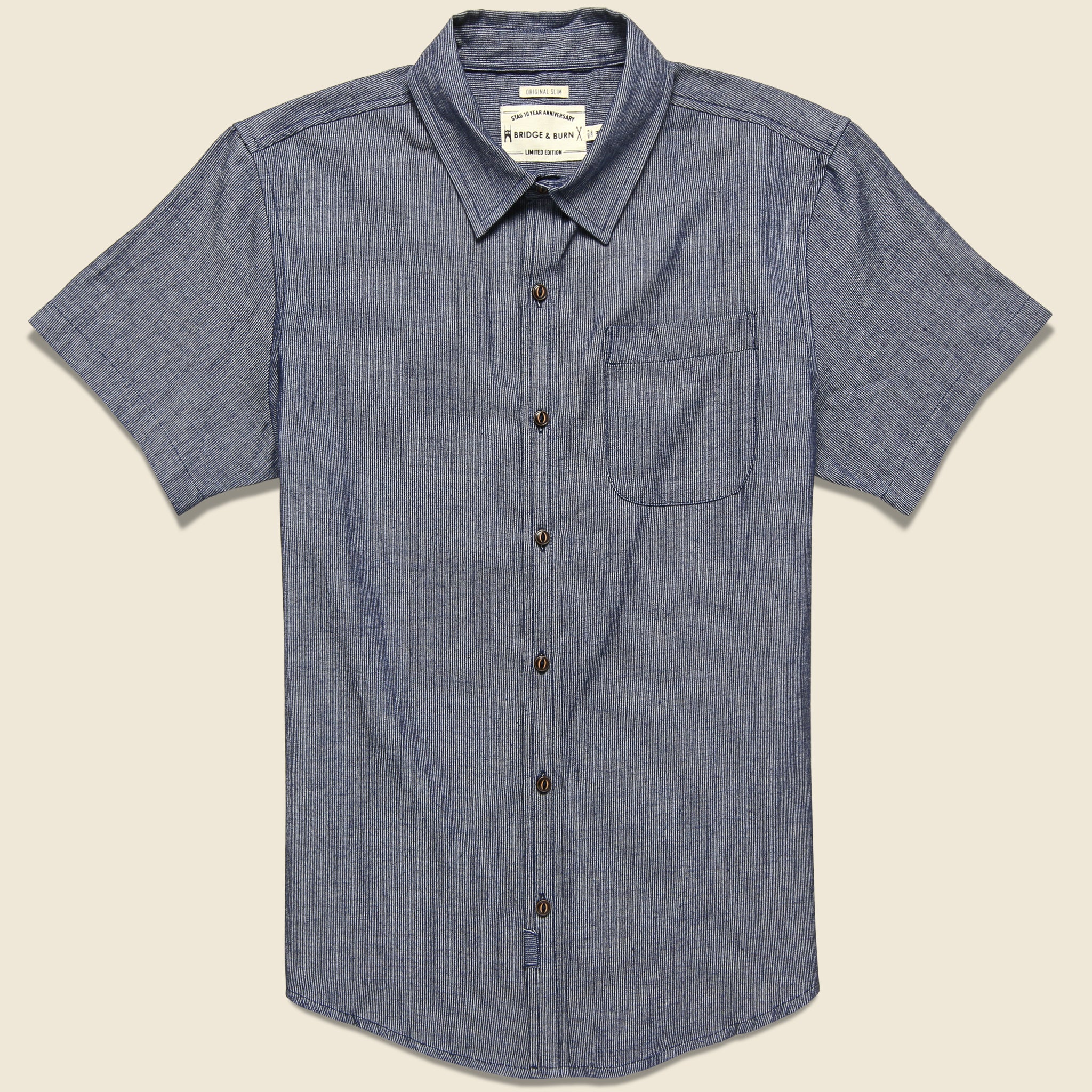 Harbor Chambray Stripe Shirt - Grey/Blue