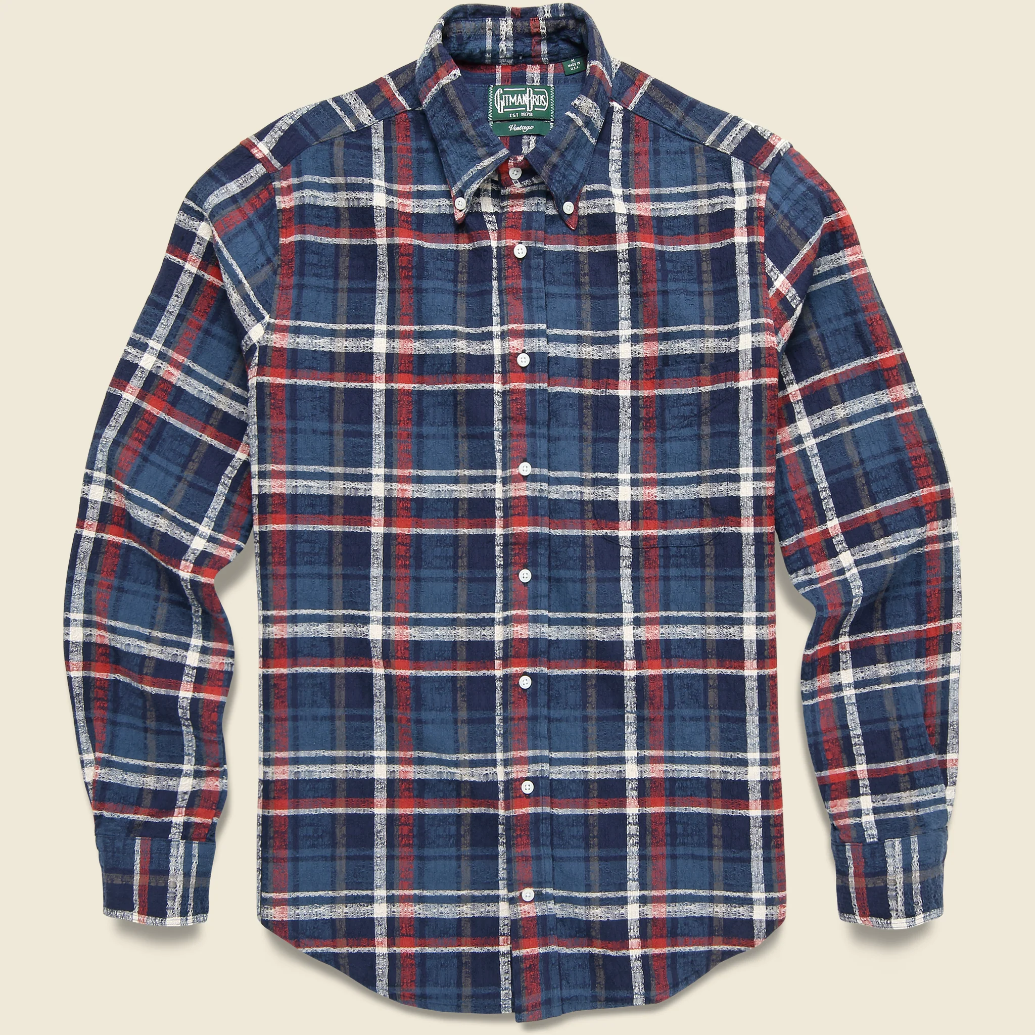 Broken Dobby Check Flannel - Navy