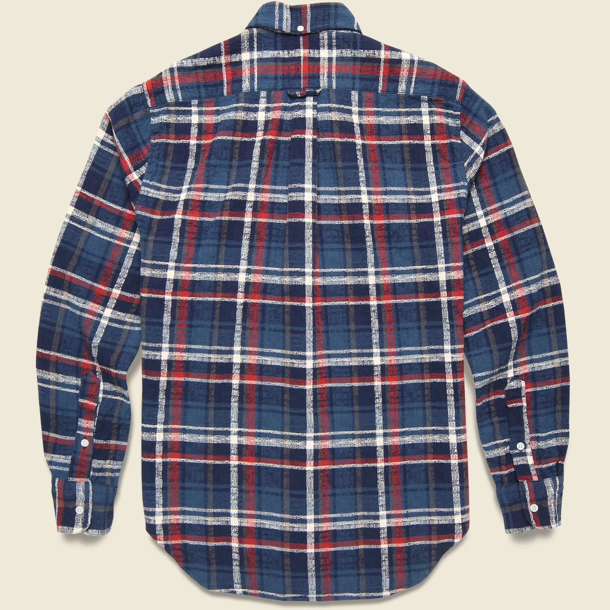 Broken Dobby Check Flannel - Navy - Image 2