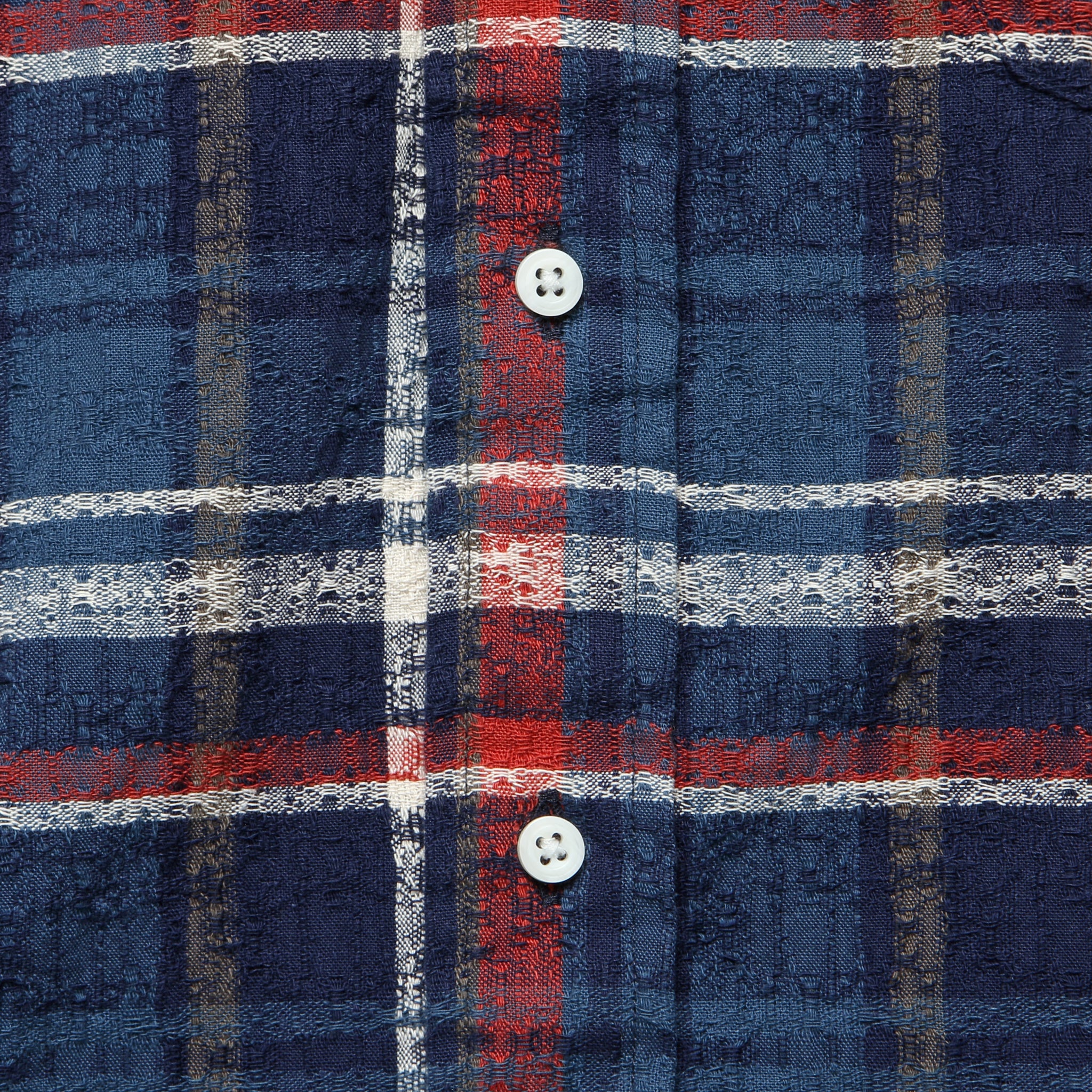 Broken Dobby Check Flannel - Navy - Image 3