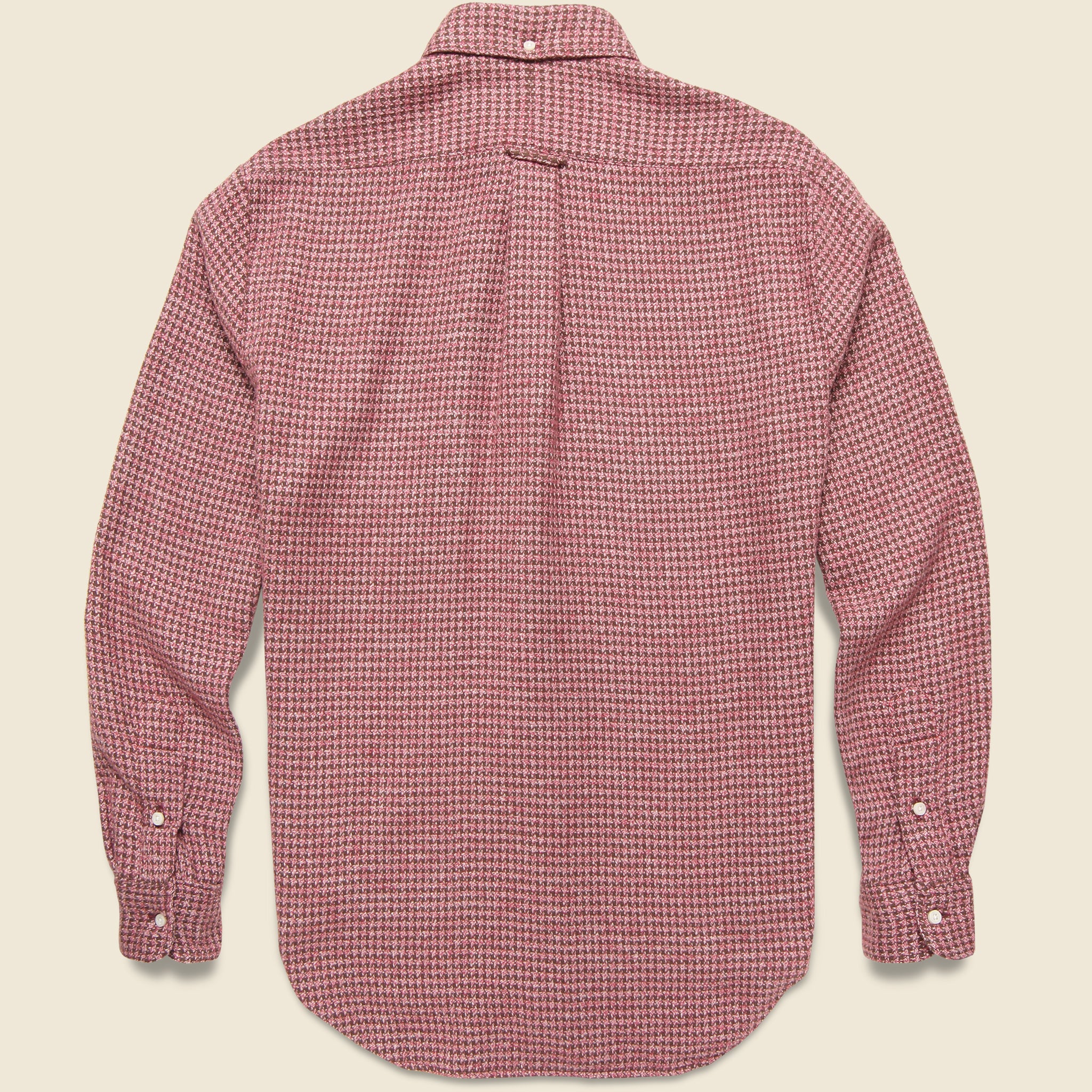 Brushed Houndstooth Flannel Shirt - Burgundy - Image 2