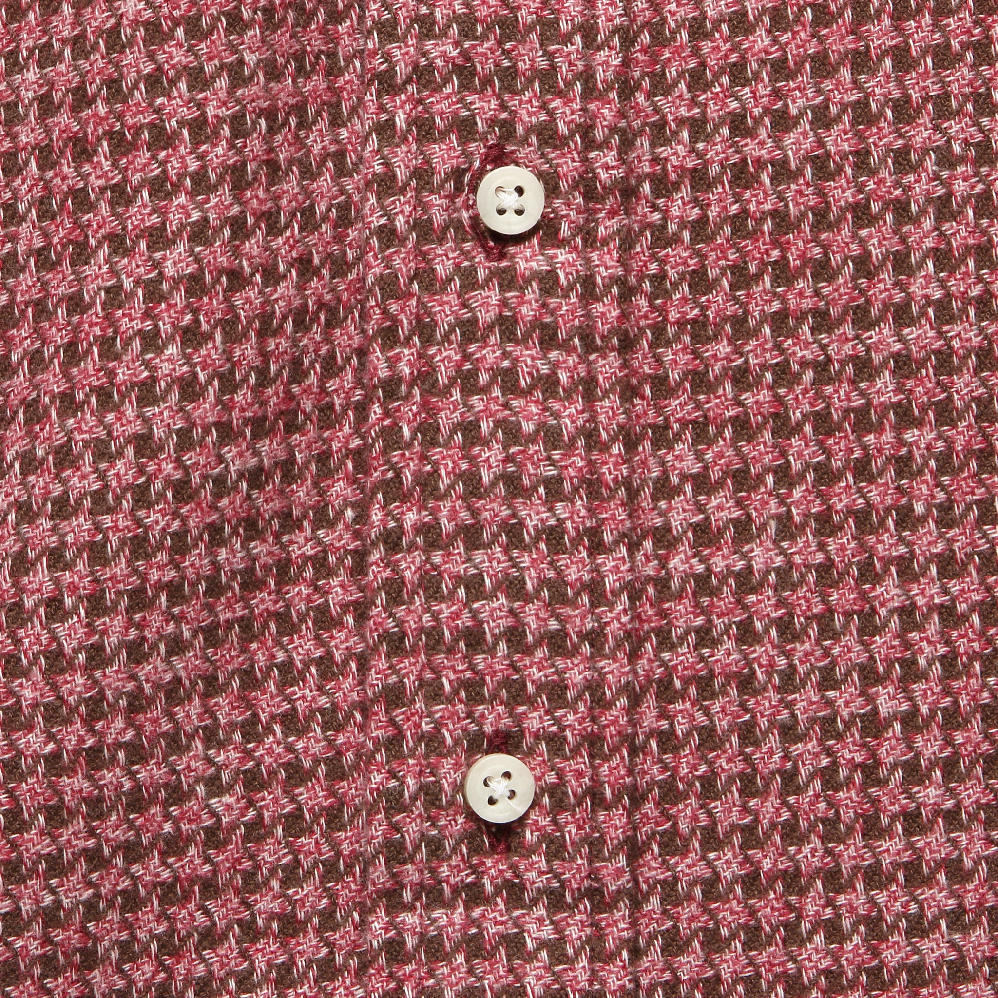 Brushed Houndstooth Flannel Shirt - Burgundy - Image 3